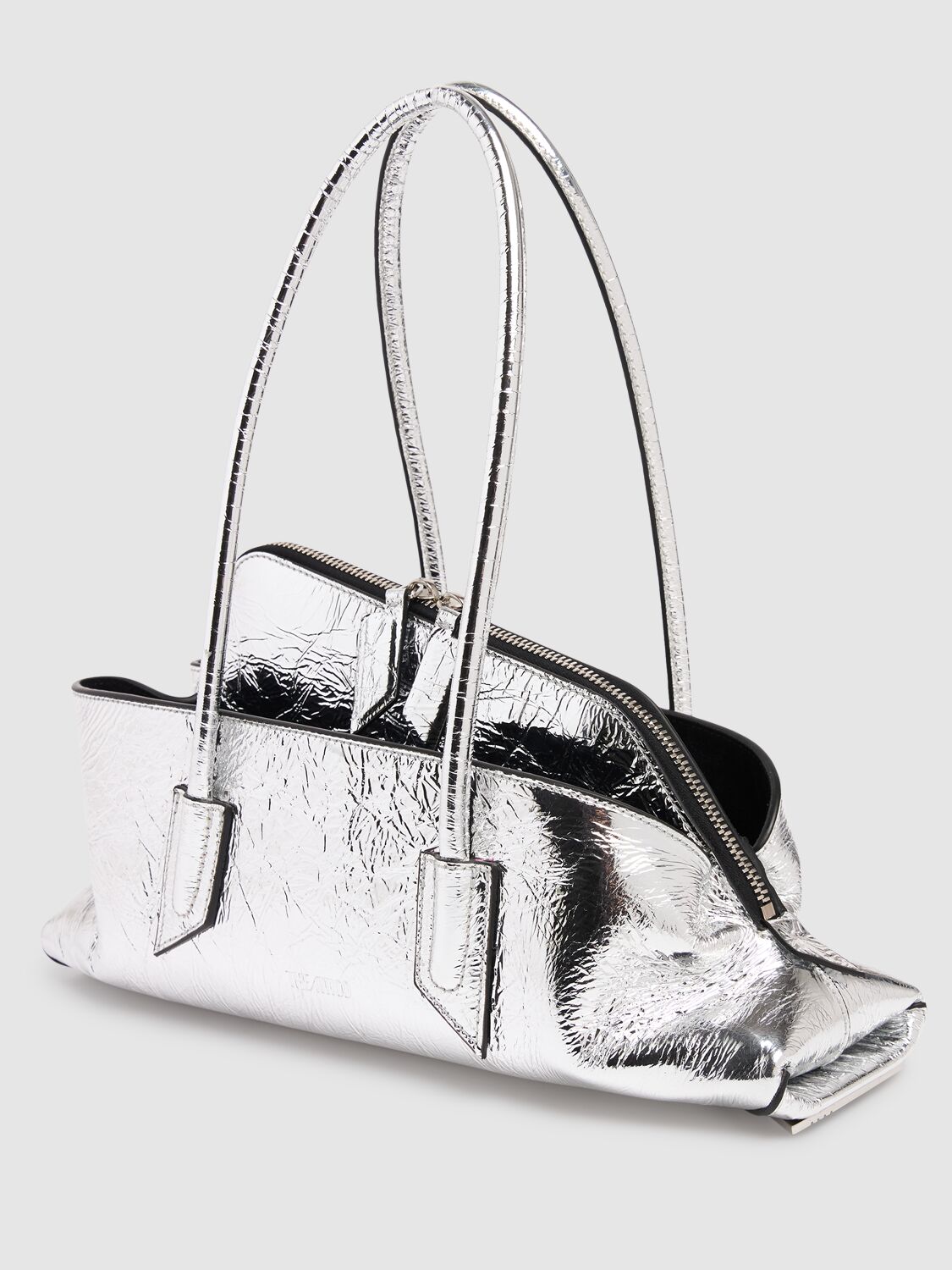 Attico Small La Passeggiata Leather Bag In Silver