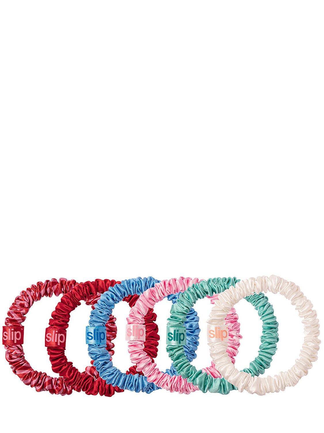 Set Of 6 Skinny Scrunchies With Pouch