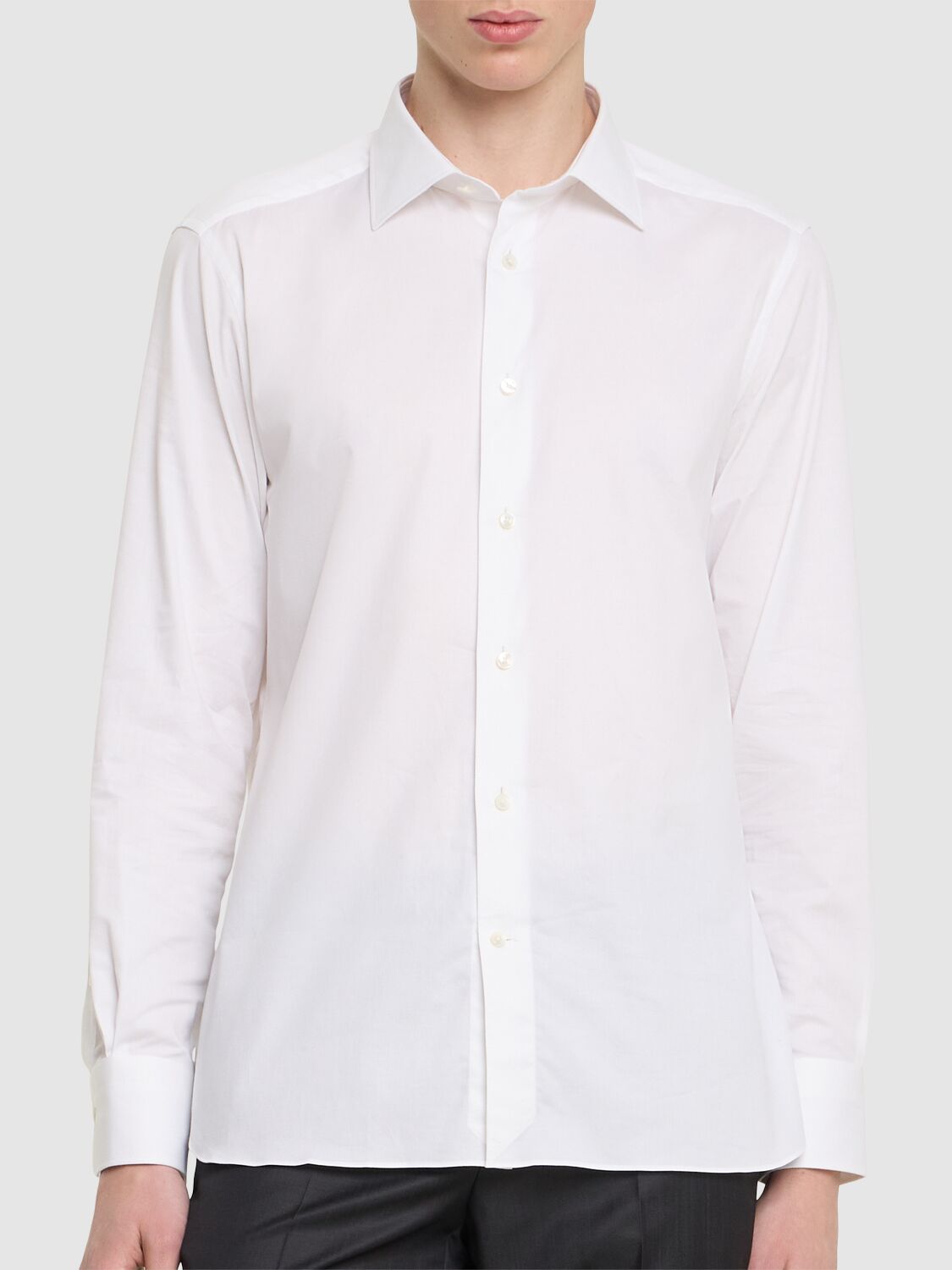 ZEGNA SARTORIAL STRETCH COTTON TWILL SHIRT 
