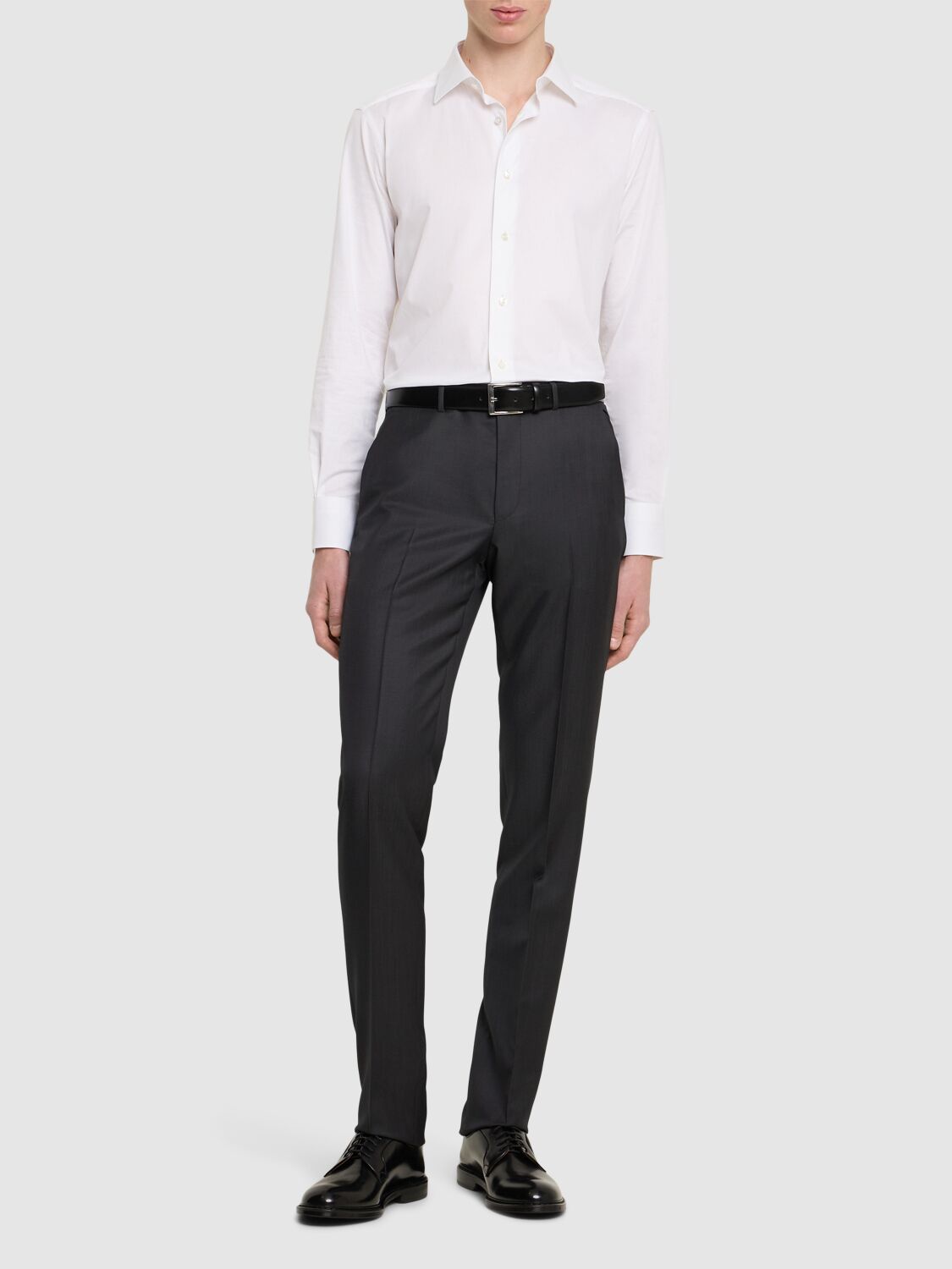ZEGNA SARTORIAL STRETCH COTTON TWILL SHIRT 