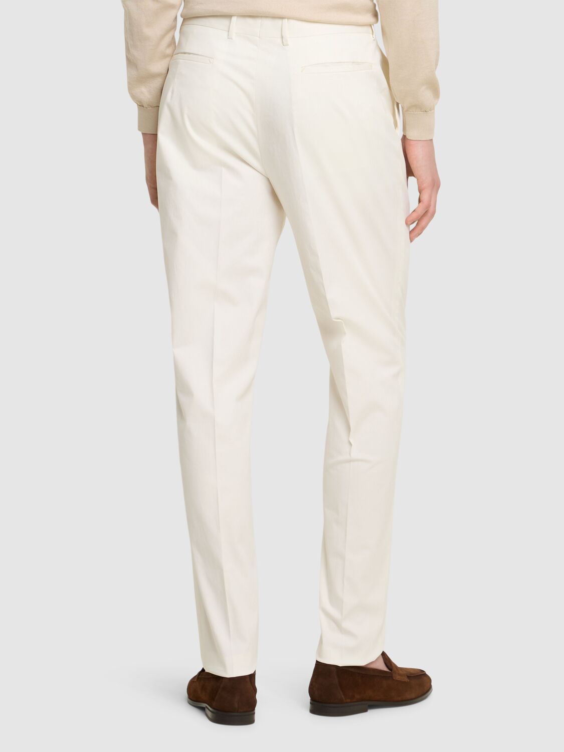 Shop Zegna Premium Cotton Blend Pants In Off White