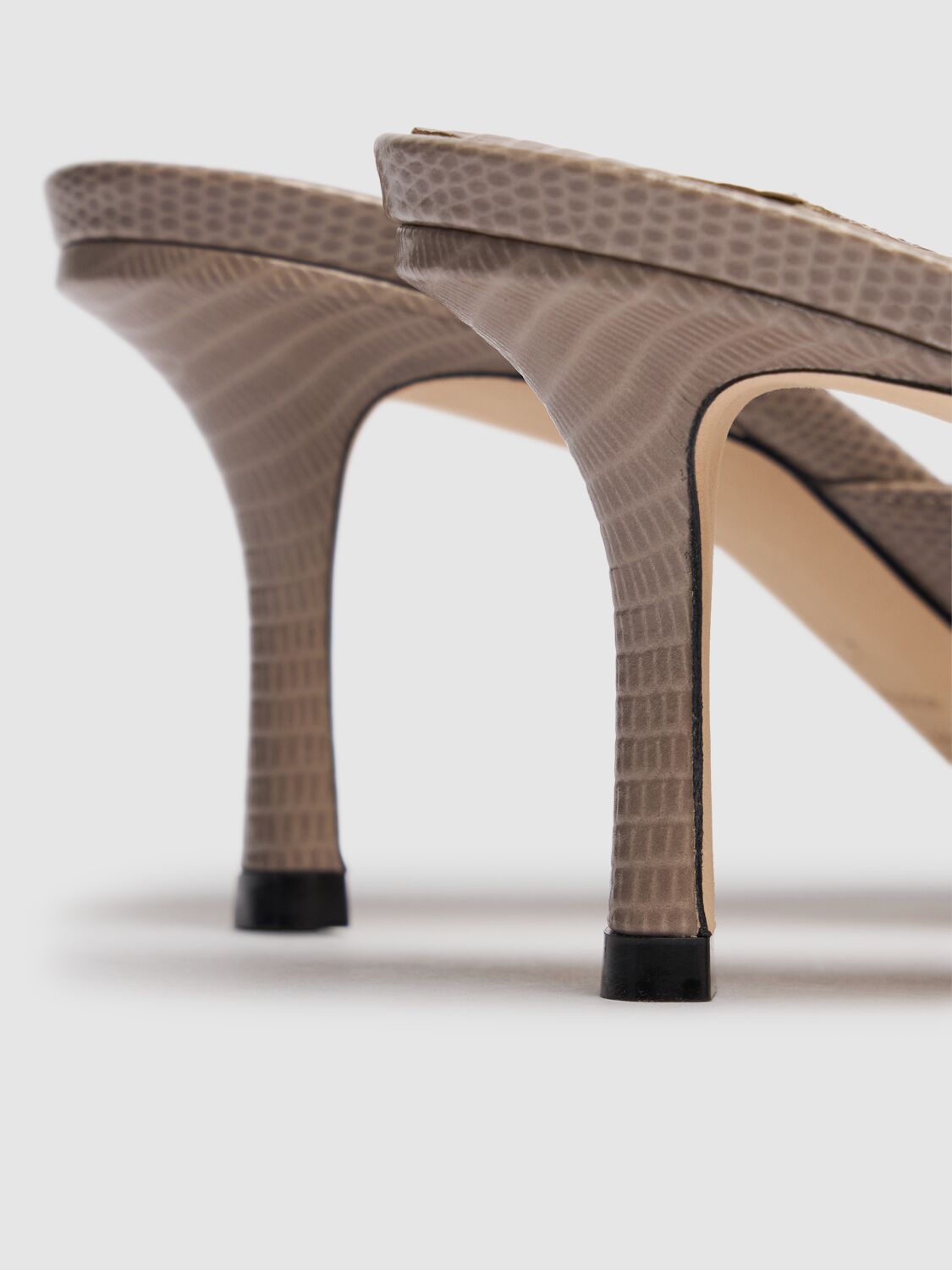 Jimmy Choo 65mm Vivi Lizard Print Leather Mules In Taupe