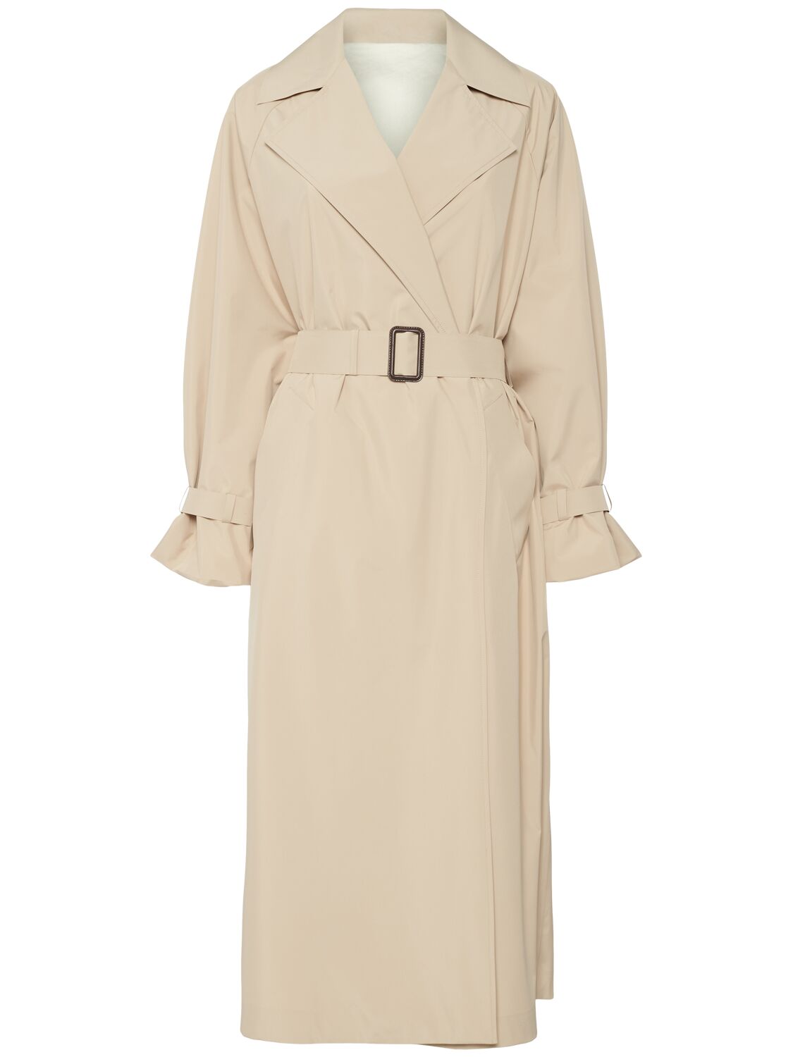 Weekend Max Mara Max Mara Weekend Long Waterproof Jacket In Barley With Belt