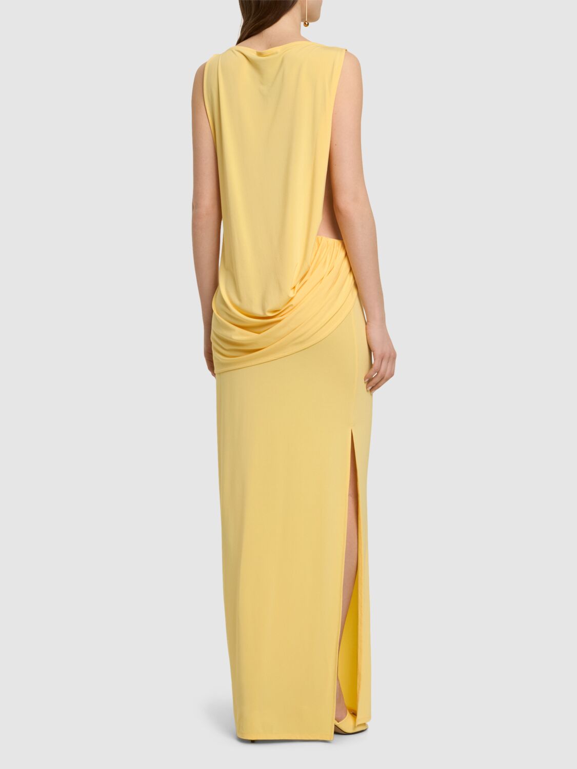 Jacquemus Draped Maxi Dress With Side Slit In 黄色
