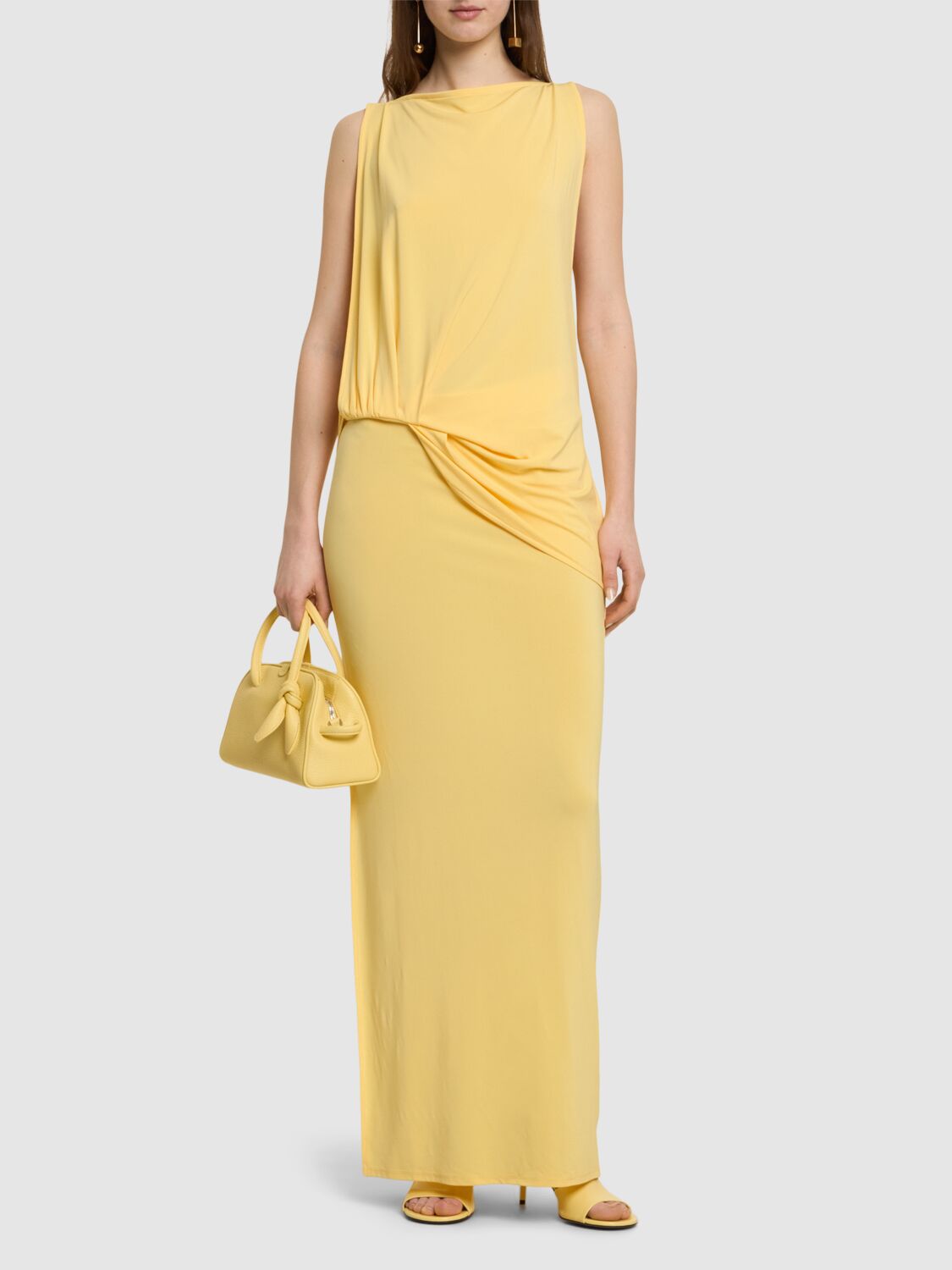 Jacquemus Draped Maxi Dress With Side Slit In 黄色