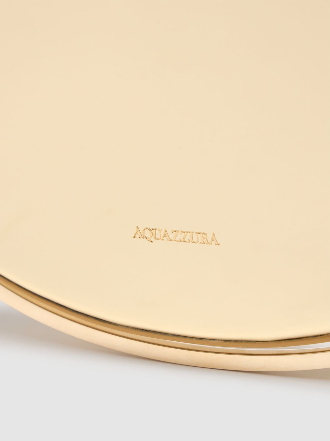 Shop Aquazzura Mini Purist Mirrored Leather Pouch In Soft Gold