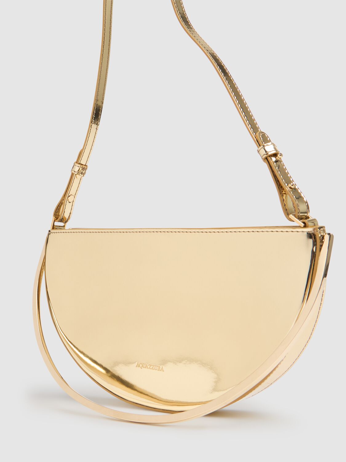 AQUAZZURA MINI PURIST MIRRORED LEATHER POUCH 