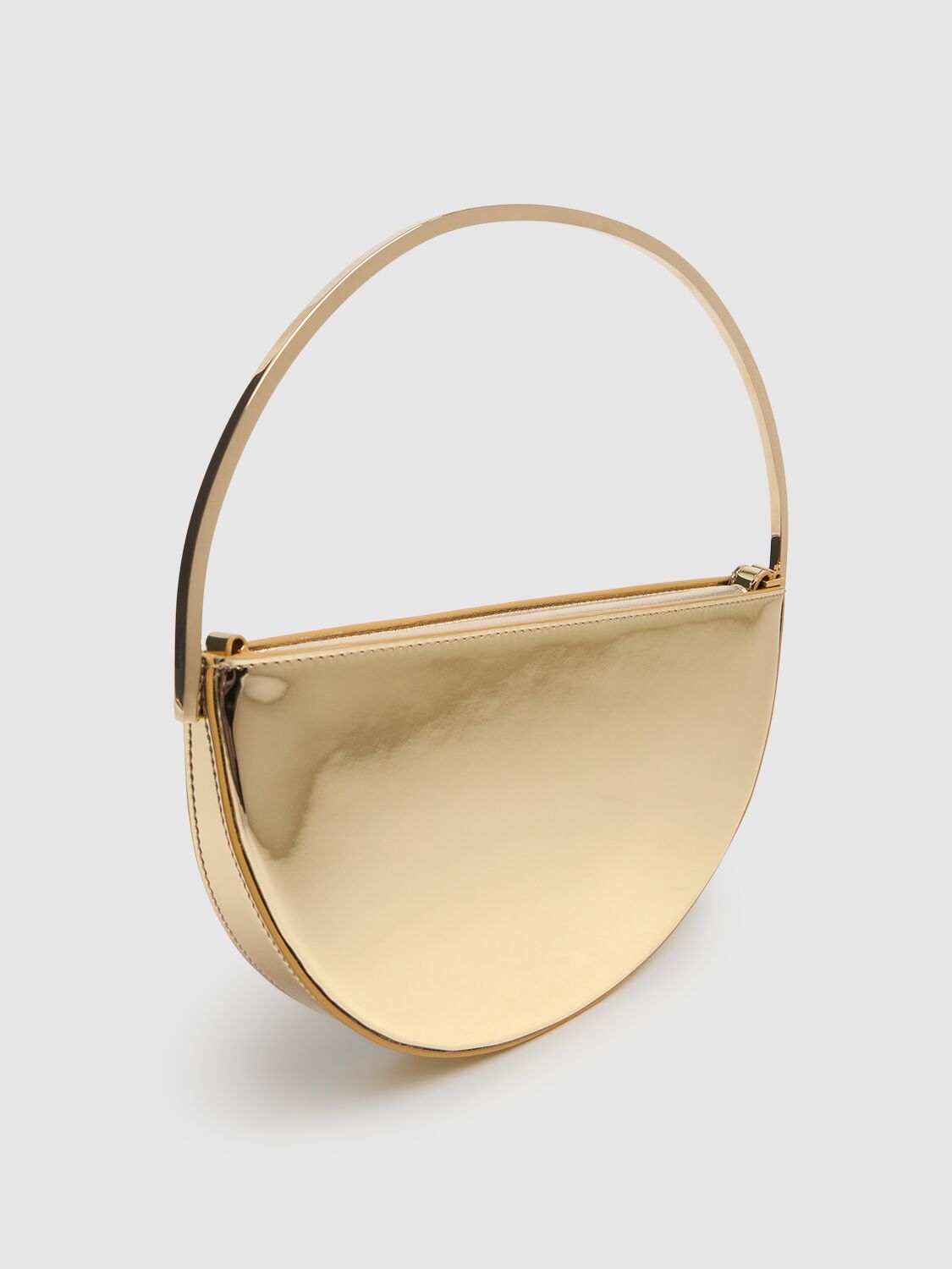 Shop Aquazzura Mini Purist Mirrored Leather Pouch In Soft Gold