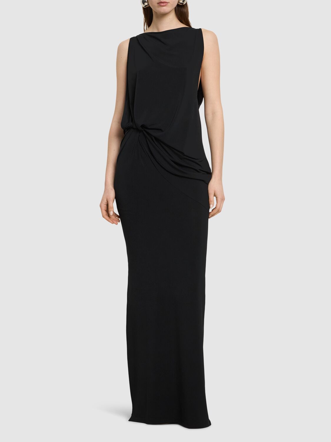 Jacquemus La Jupe Peplo Long Skirt W/ Slit In 黑色