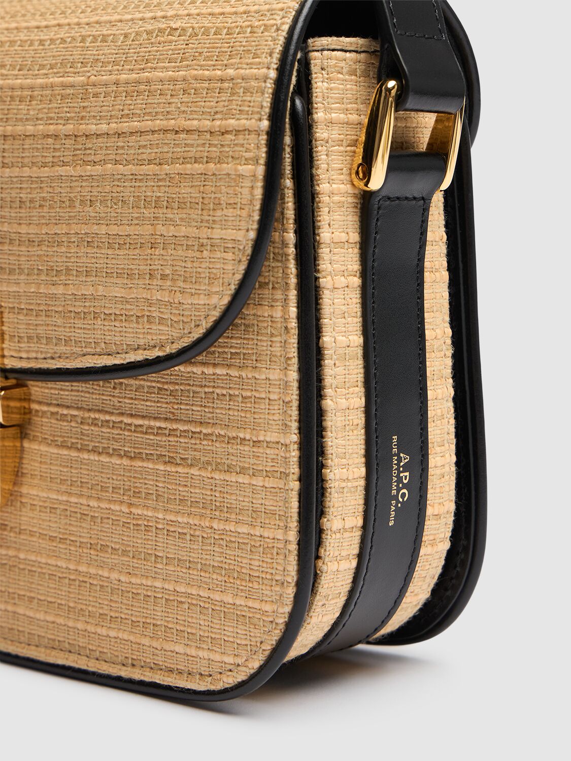 Apc Small Sac Grace Raffia Bag In Beige/black