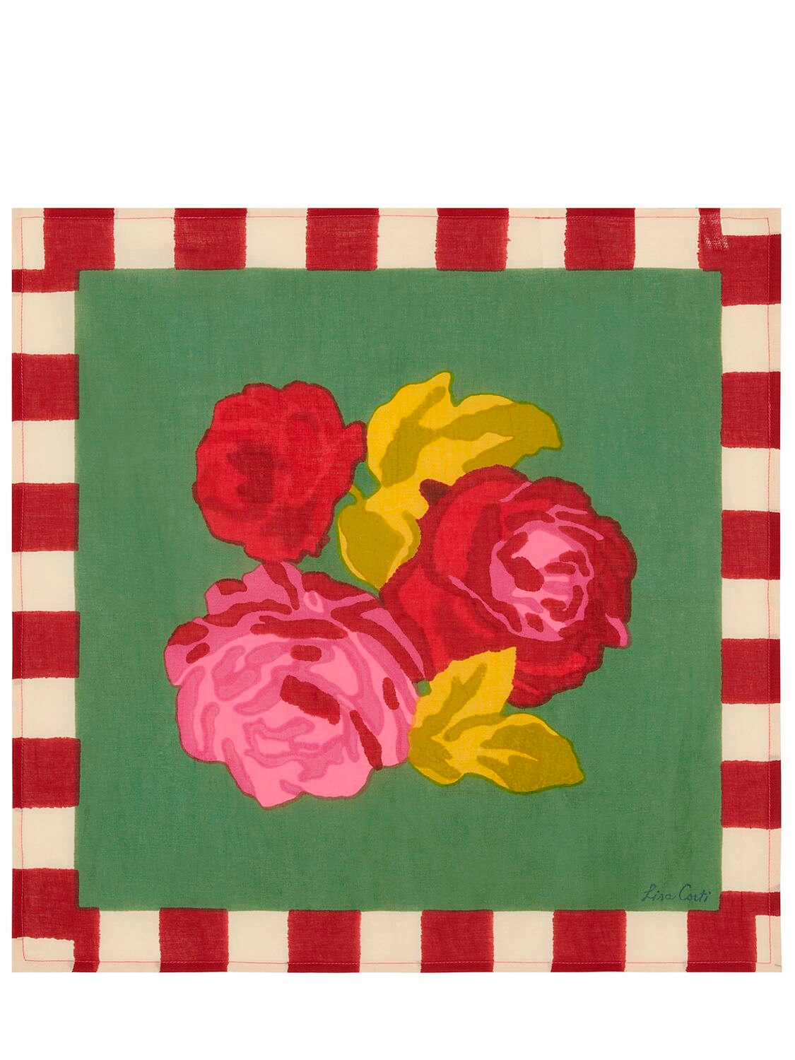 Lisa Corti Set Of 4 Nizam Stripes Green Napkins In Multi