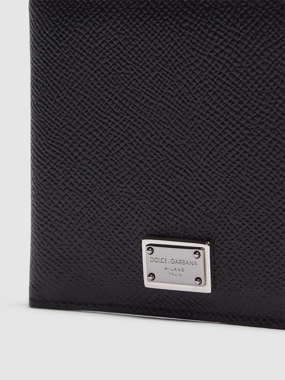 Dolce & Gabbana Black Bi-fold Wallet With Logo Plaque On The Front In Grained Leather Man