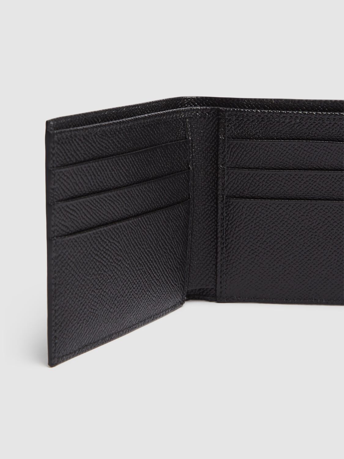 Dolce & Gabbana Black Bi-fold Wallet With Logo Plaque On The Front In Grained Leather Man