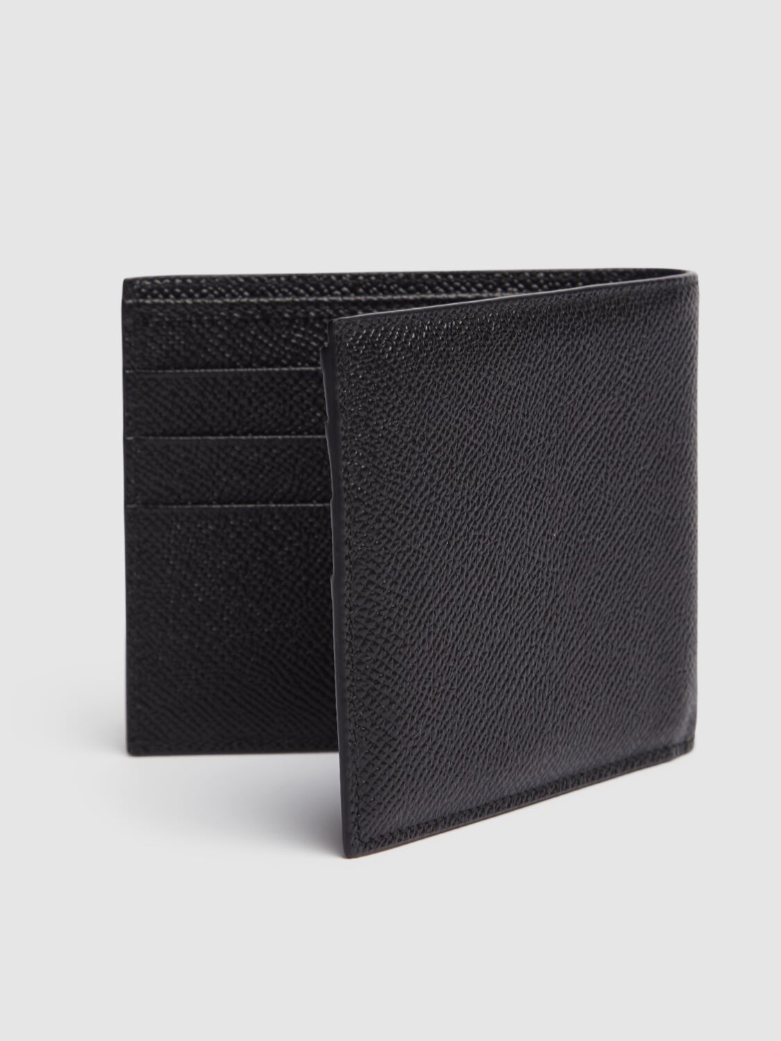 Dolce & Gabbana Black Bi-fold Wallet With Logo Plaque On The Front In Grained Leather Man
