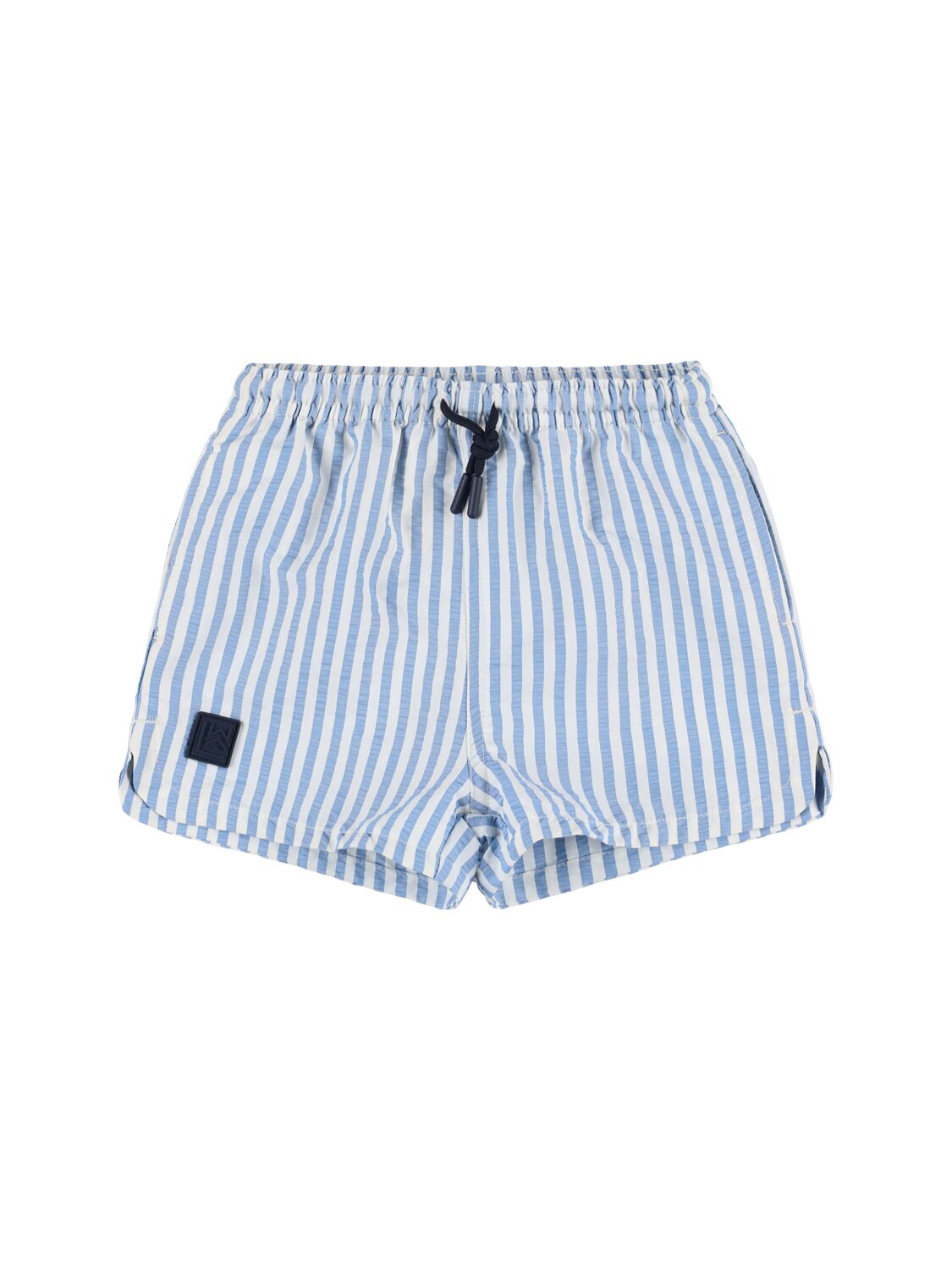 Liewood Striped Print Poly Swim Shorts In White/blue