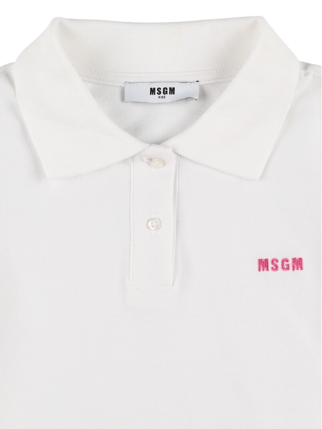 Msgm Embroidered Cotton Piquet Polo T-shirt In White