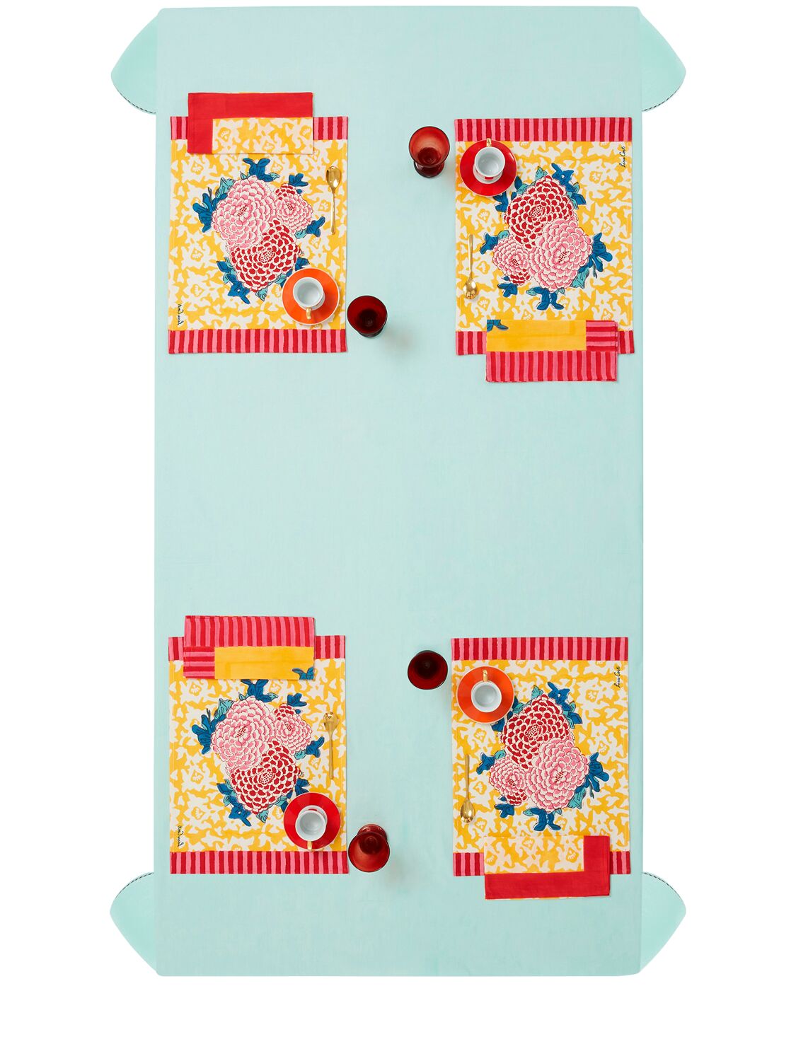 Lisa Corti Set Of 2 Arabesque Corolla Placemats In Multi