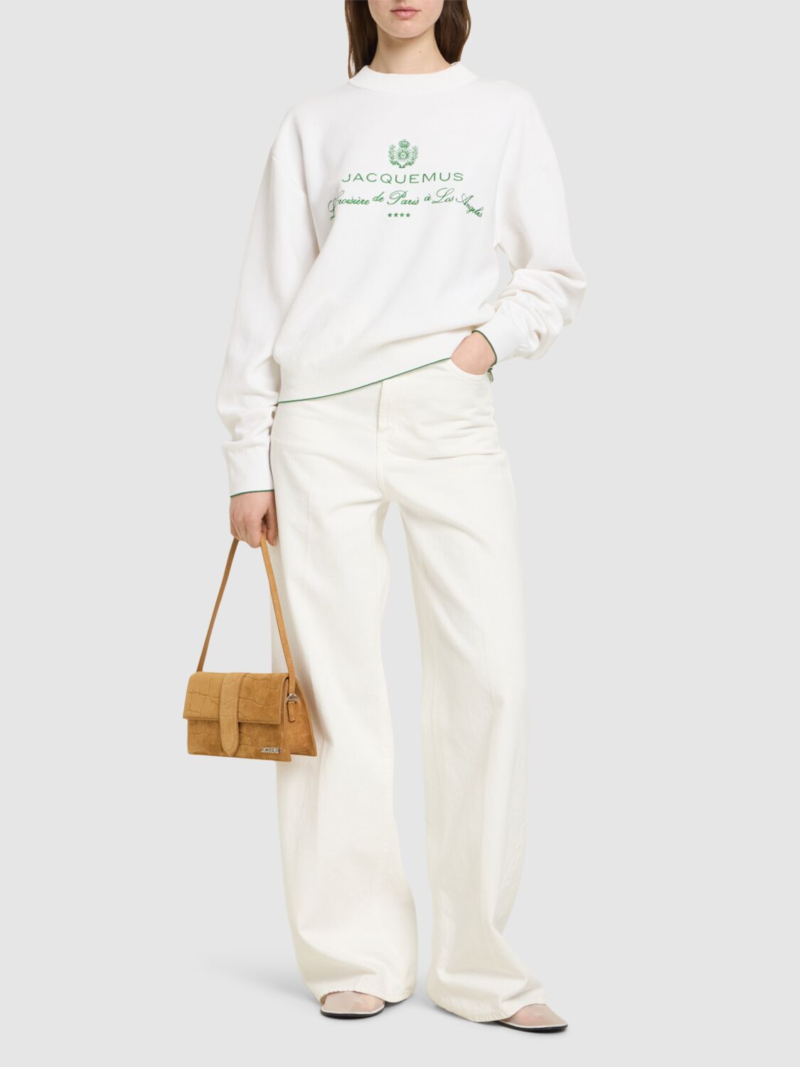 Jacquemus White Sweater With Logo Embroidered On The Front And Short Design In Cotton Woman In 白色