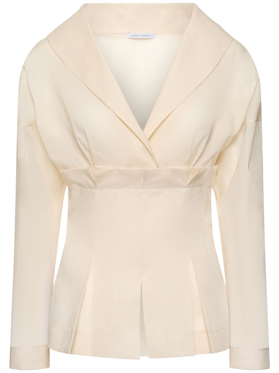 Alberta Ferretti Sheer Cotton Organza Shirt In Neutral