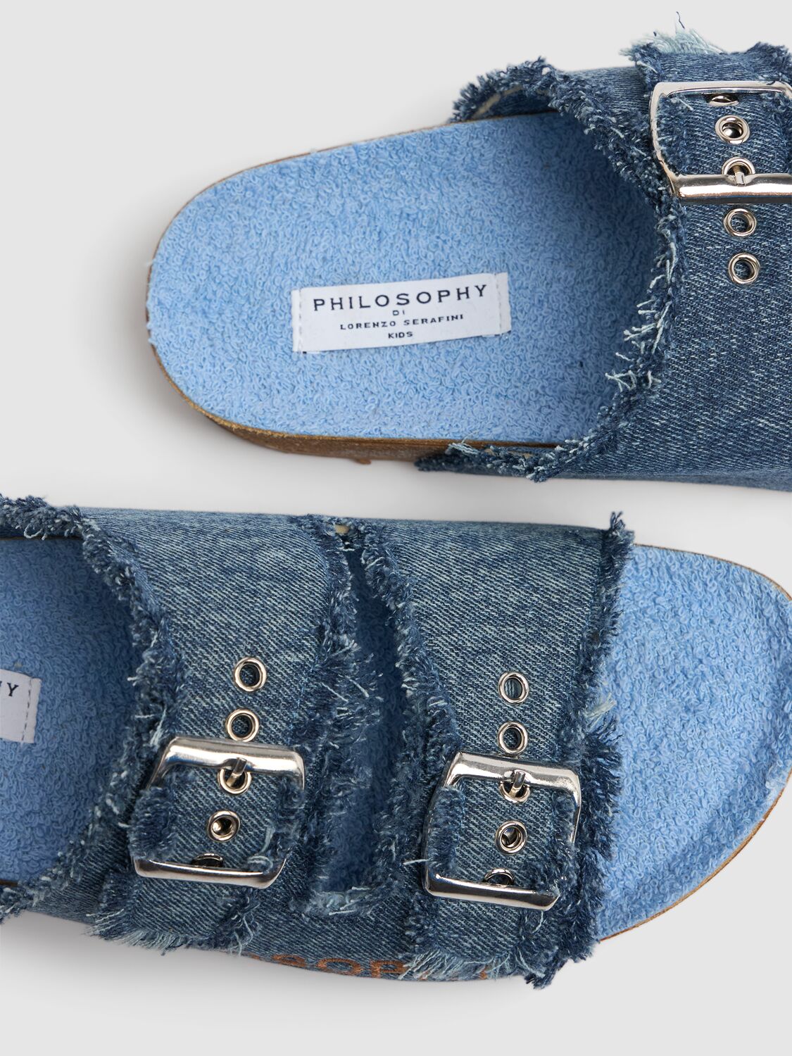 PHILOSOPHY COTTON BLEND DENIM SANDALS 