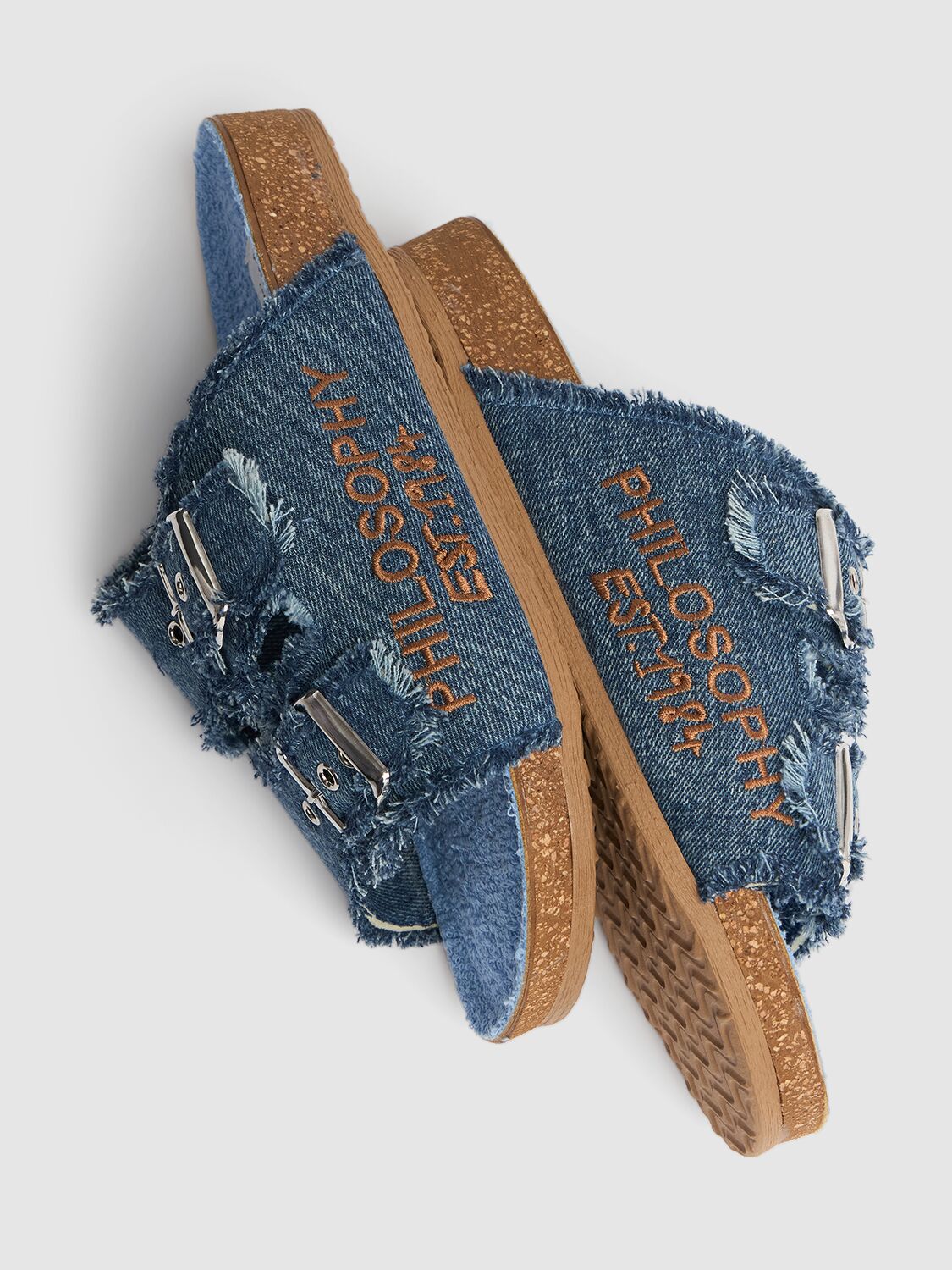 PHILOSOPHY COTTON BLEND DENIM SANDALS 