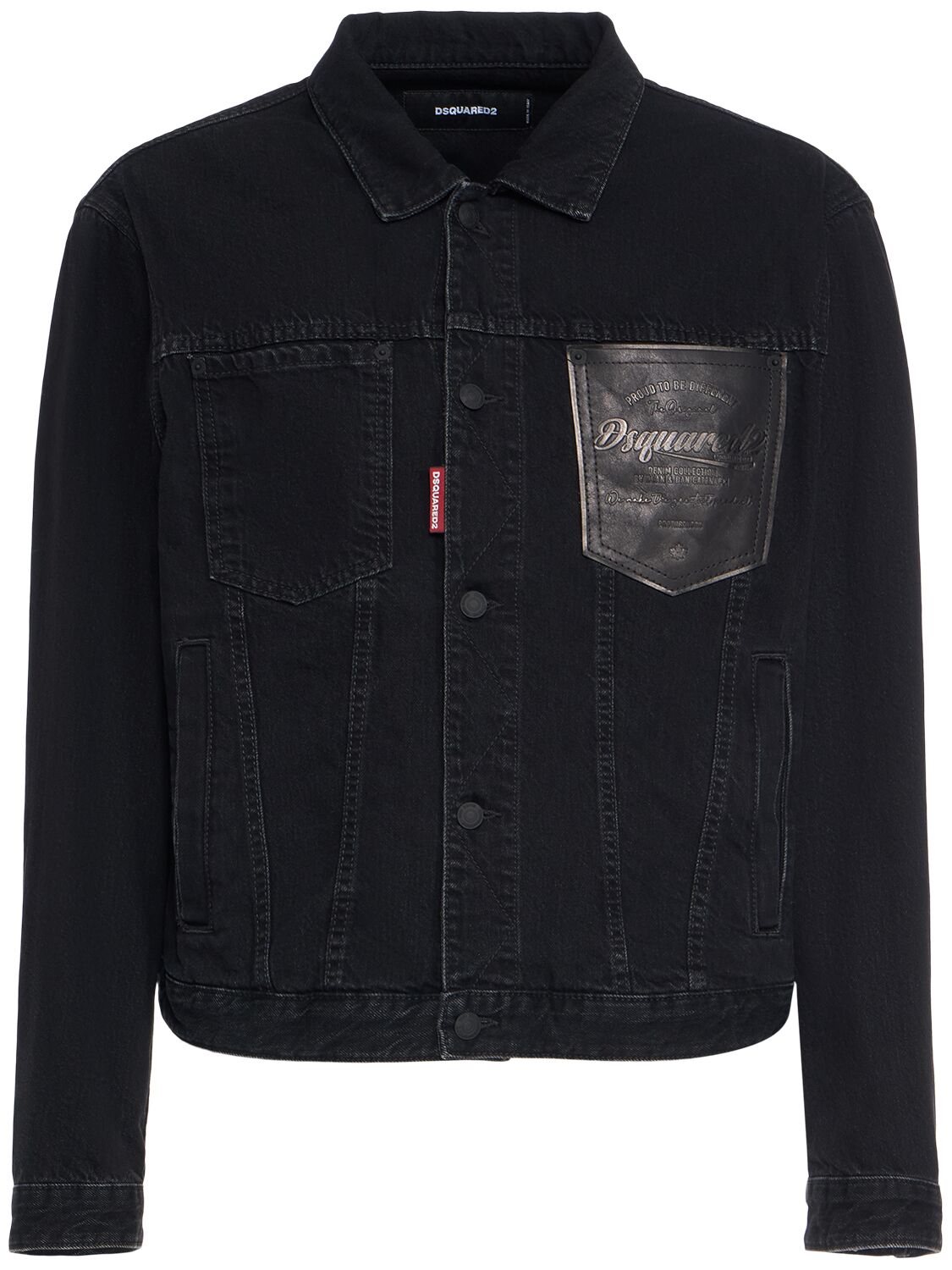 Veste En Denim Avec Poche En Cuir - DSQUARED2 - Modalova
