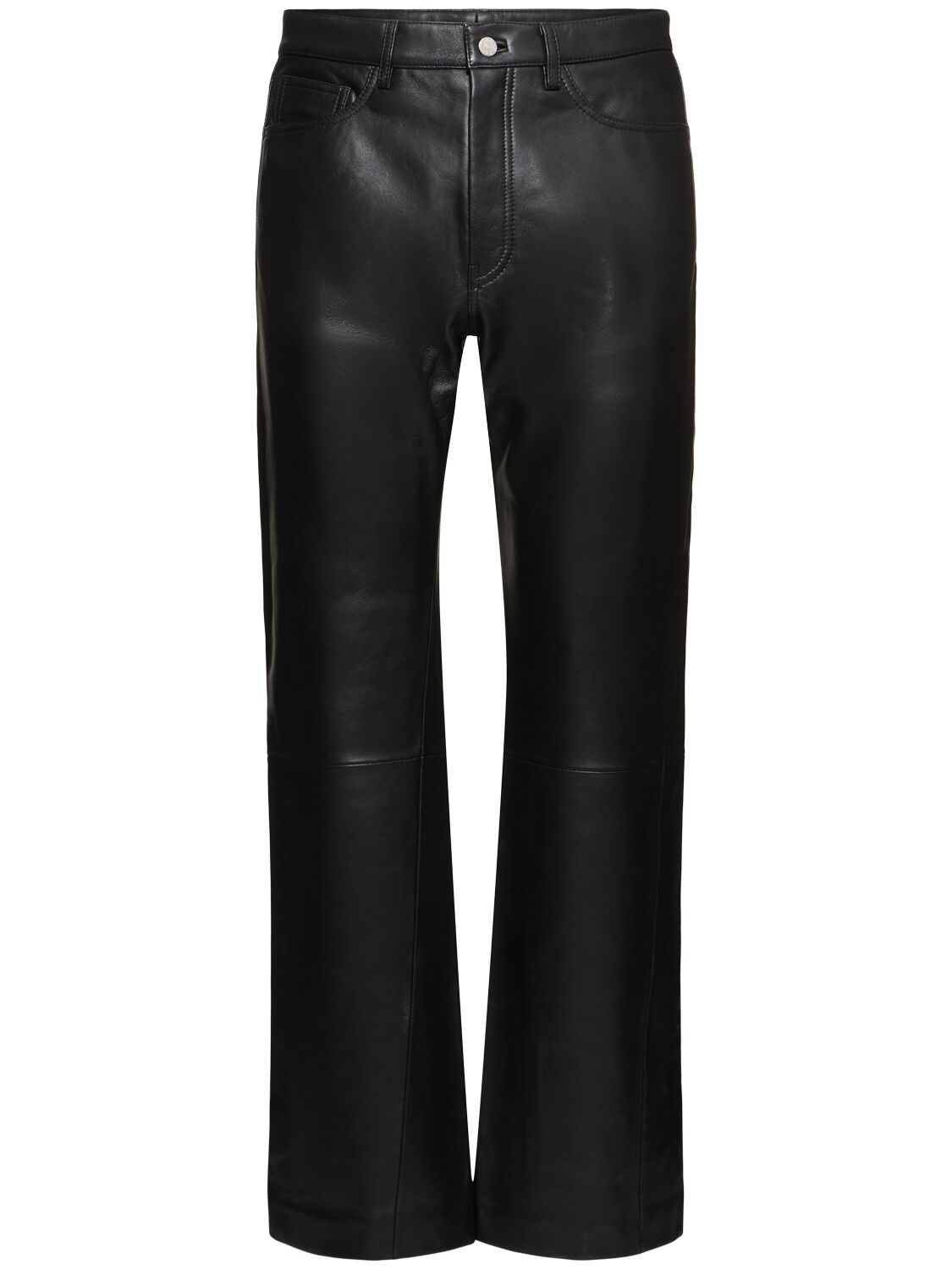 Sunflower Straight Twist Leather Pants In Black