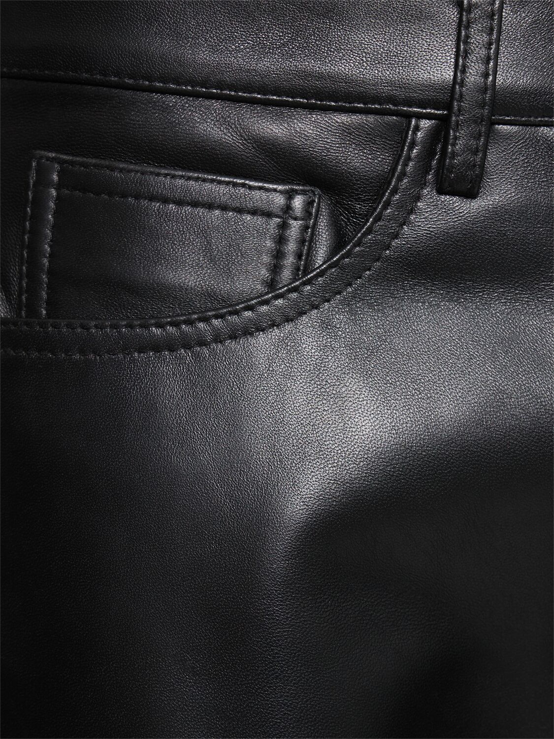 Shop Sunflower Straight Twist Leather Pants In Black