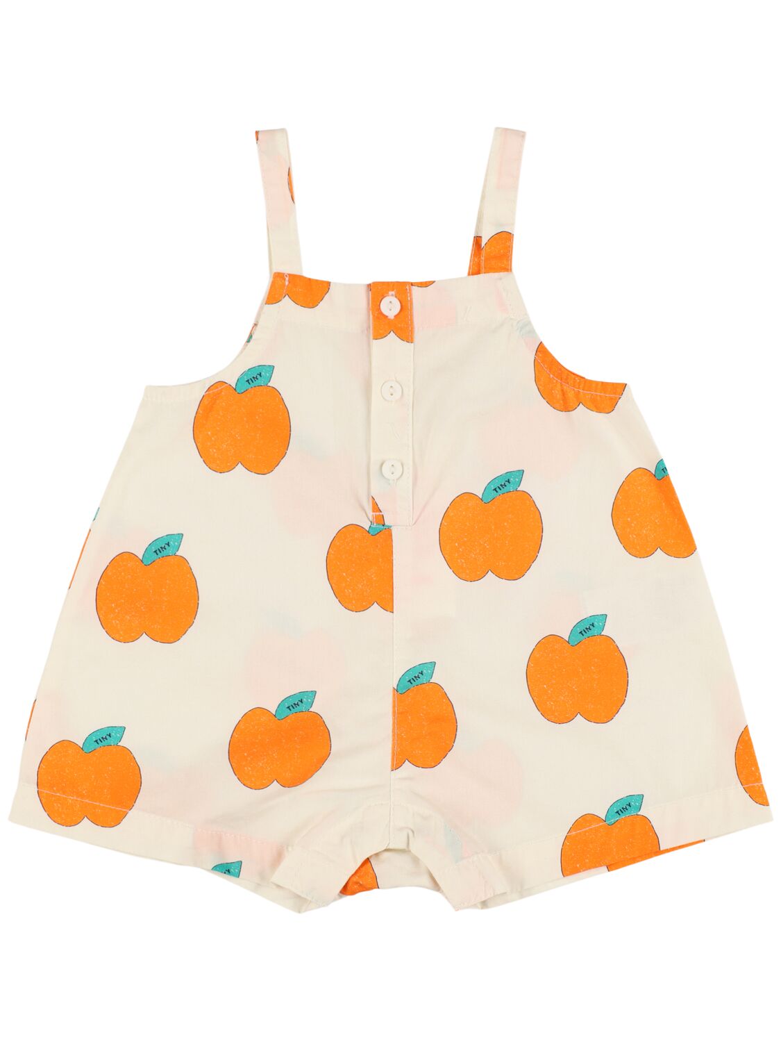 Tiny Cottons Printed Cotton Poplin Playsuit In 白色/红色