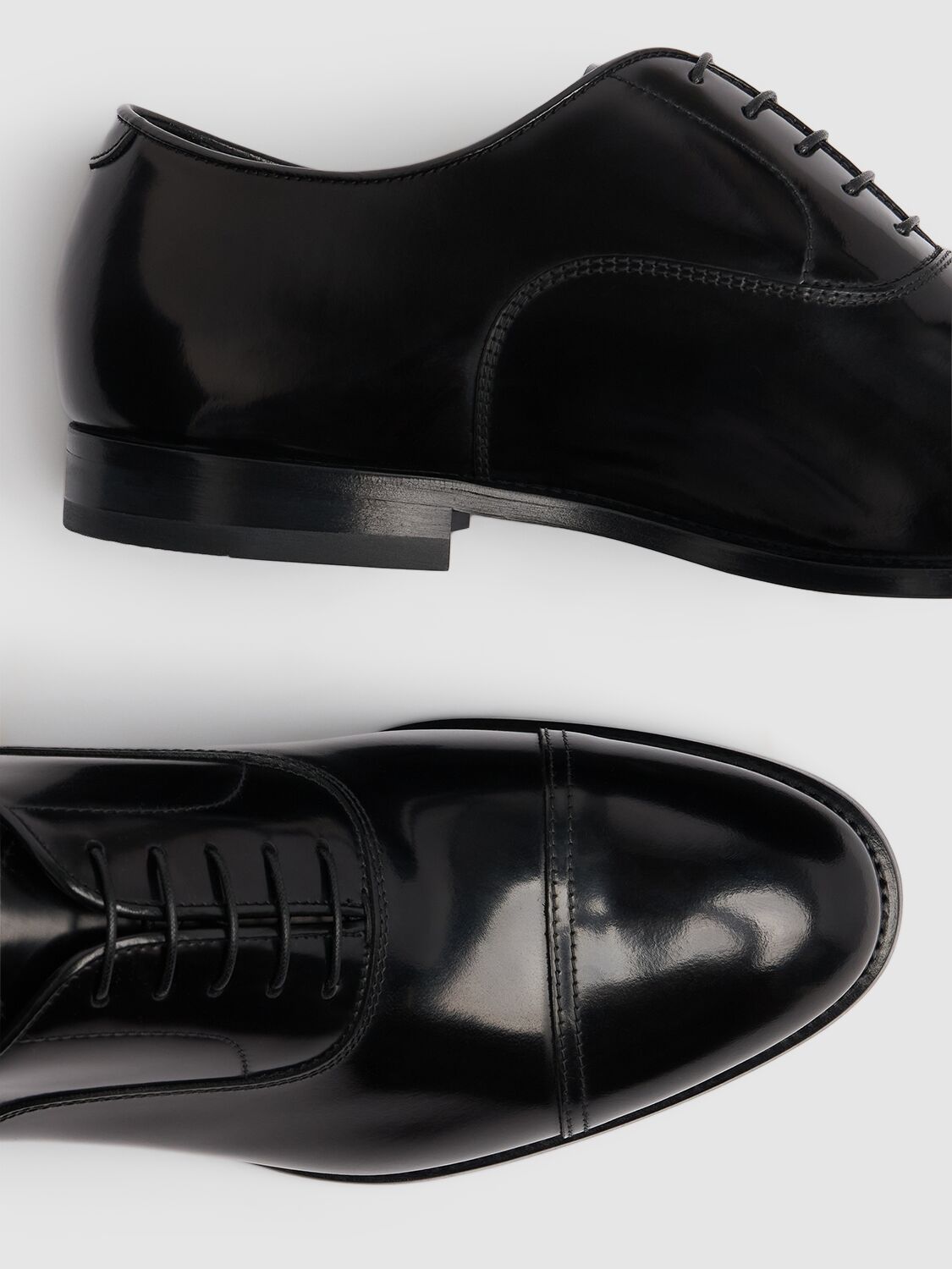 Doucal's High-shine Black Oxford Shoes With Lace-up Fastening In Black