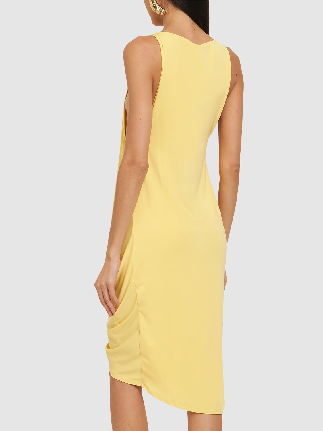 Jacquemus Peplo Sleeveless Draped High-low Dress In 黄色