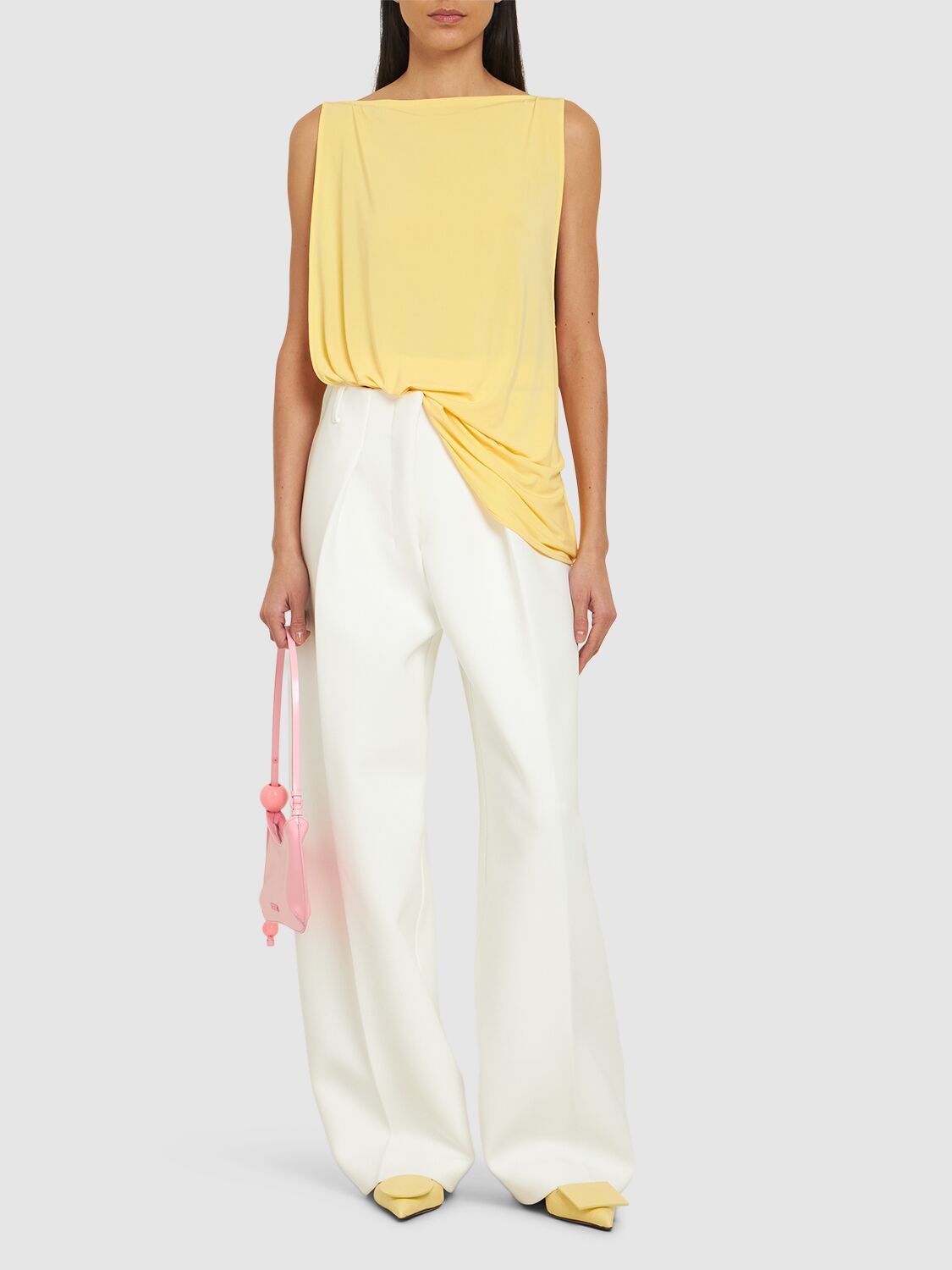Jacquemus Draped Sleeveless Asymmetric Lightweight Top In 黄色