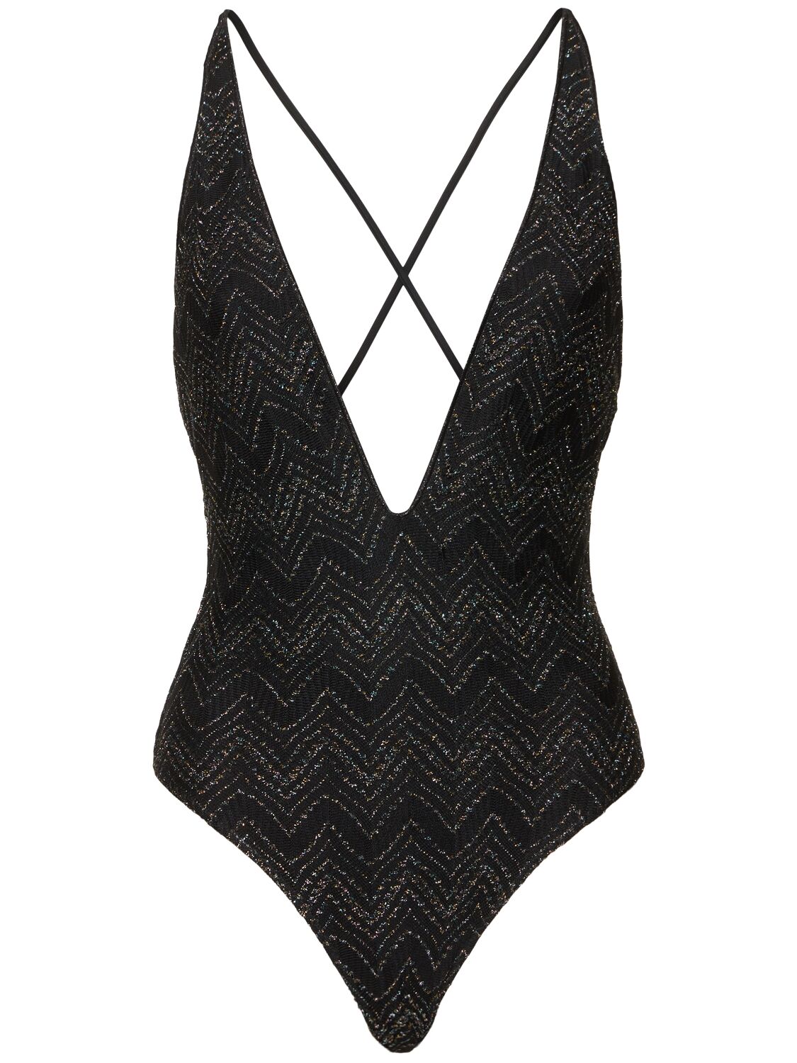 Missoni Zigzag-pattern Swimsuit In Black