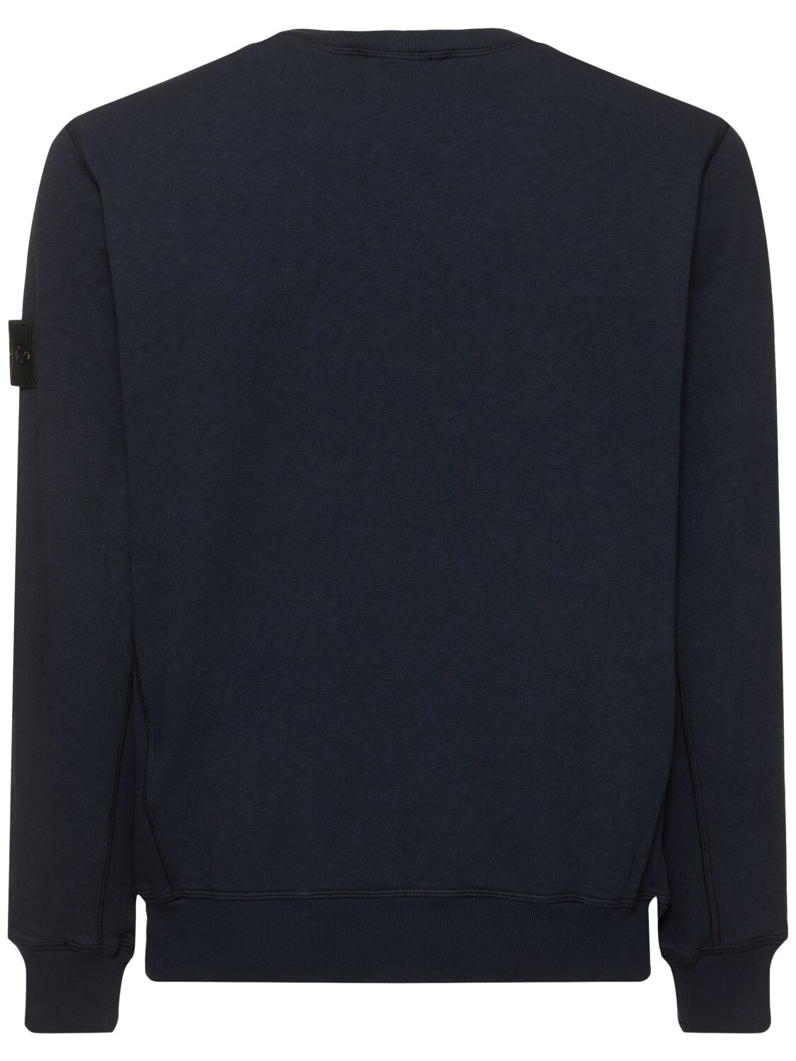 Shop Stone Island Crewneck Cotton Sweatshirt In 海军蓝