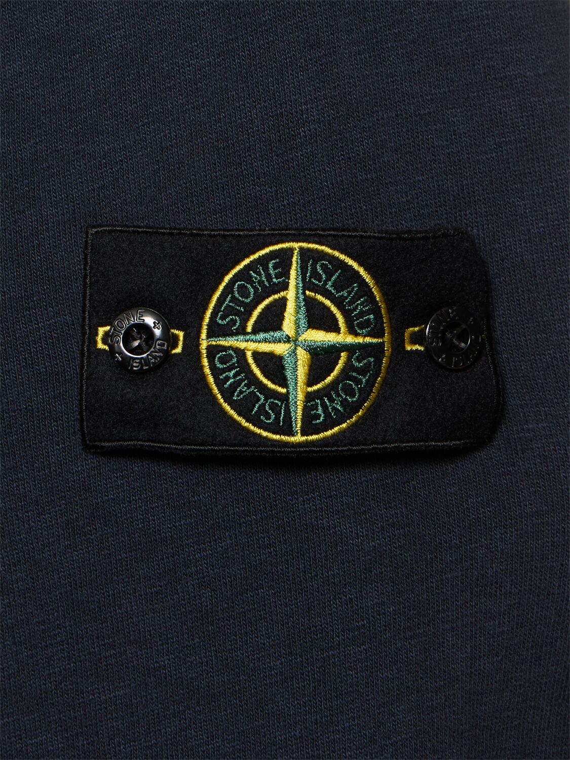 Shop Stone Island Crewneck Cotton Sweatshirt In 海军蓝