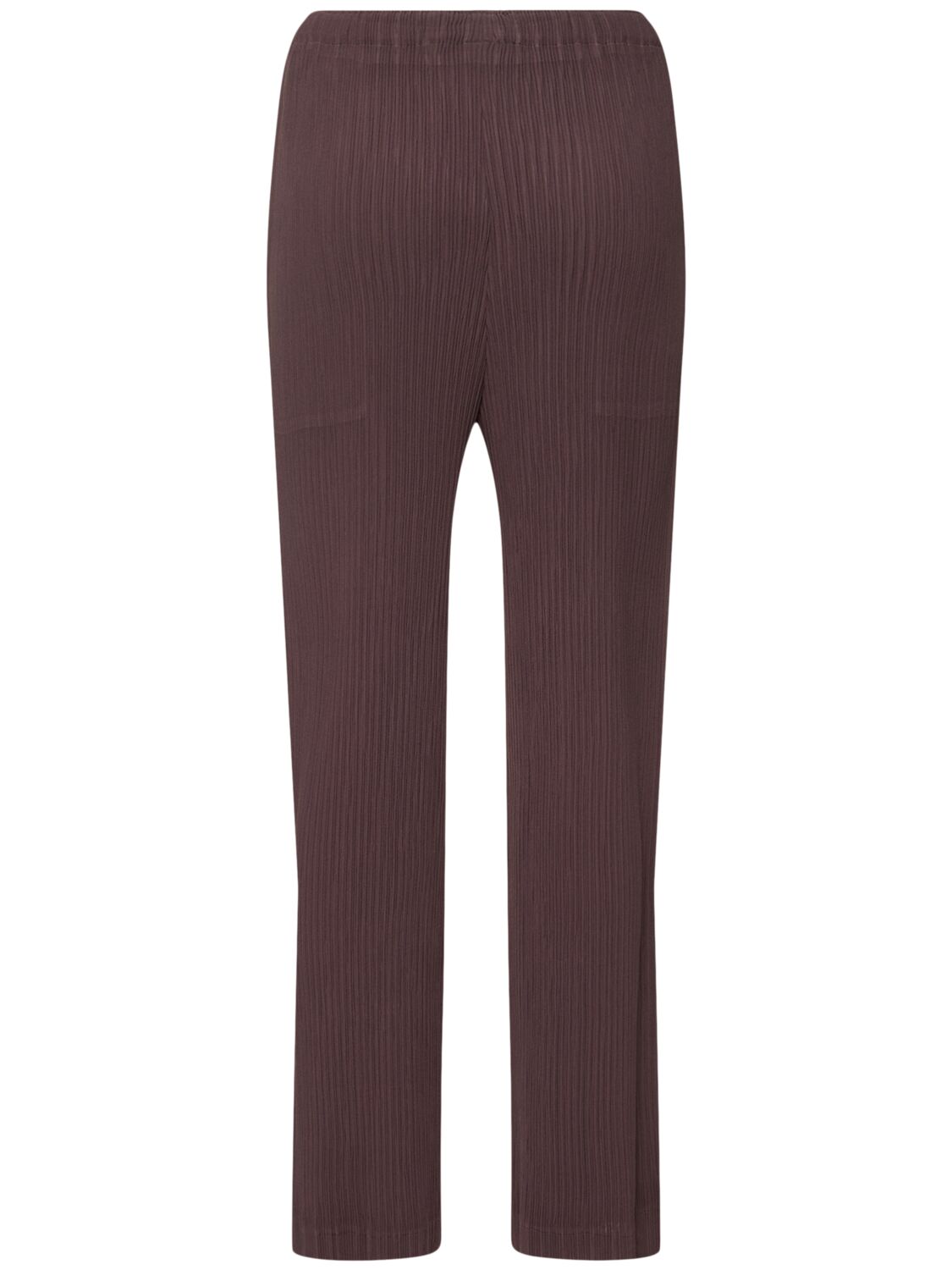 Shop Issey Miyake Hatching Pleated Pants In Brown