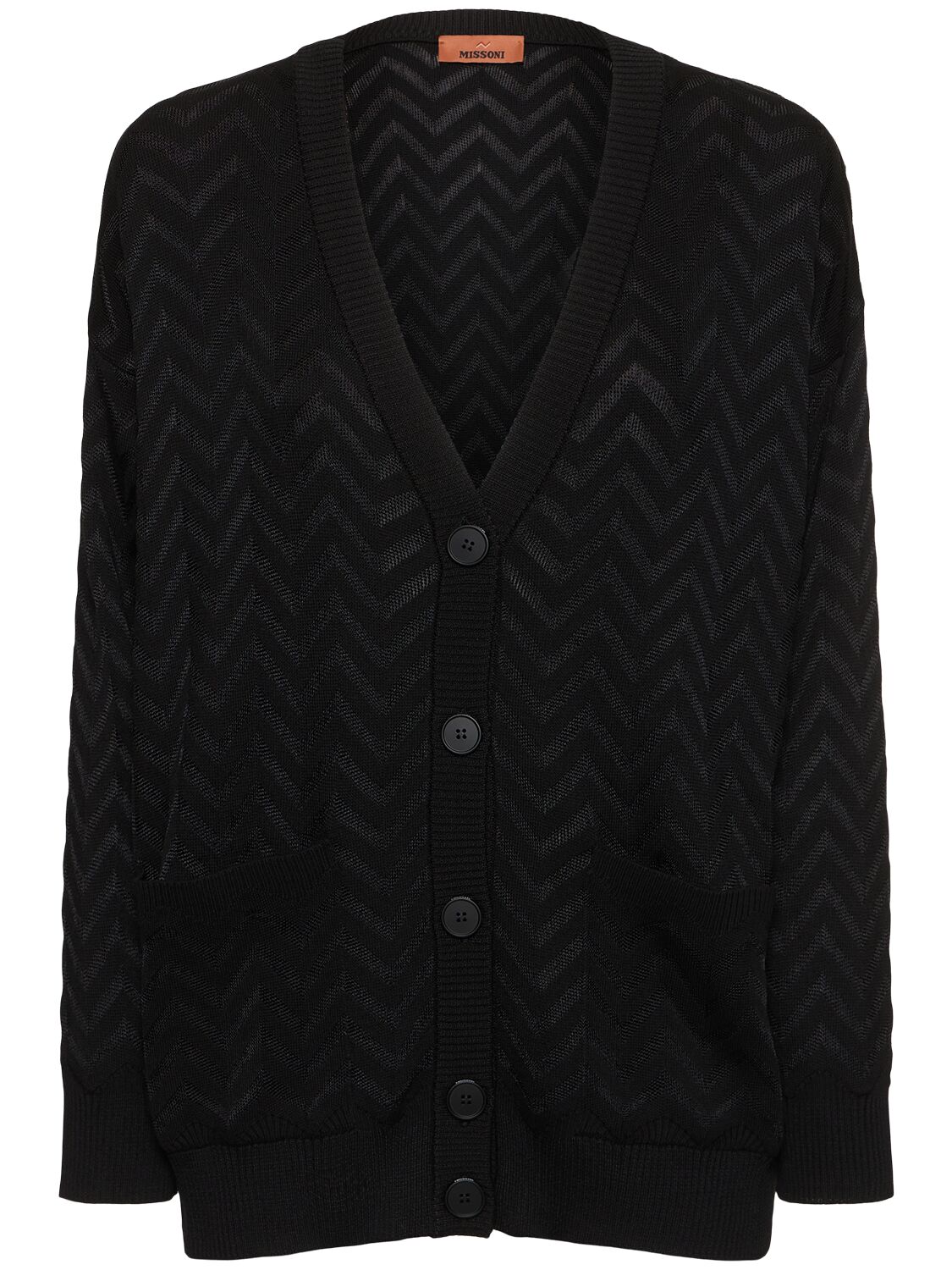 Missoni Chevron Jacquard Maxi Cardigan In Black