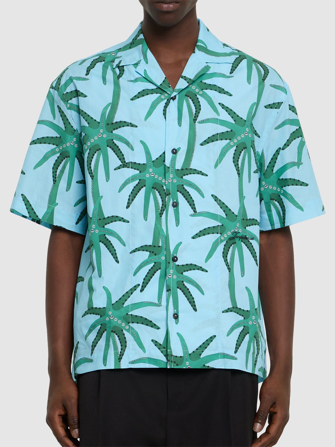 Shop Jacquemus La Chemise Jean Printed Ss Shirt In Print Palmtrees