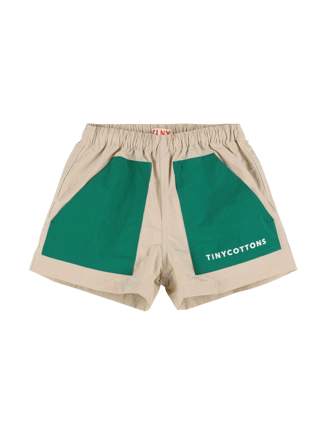 Tiny Cottons Tech Gabardine Shorts In 米黄色/绿色