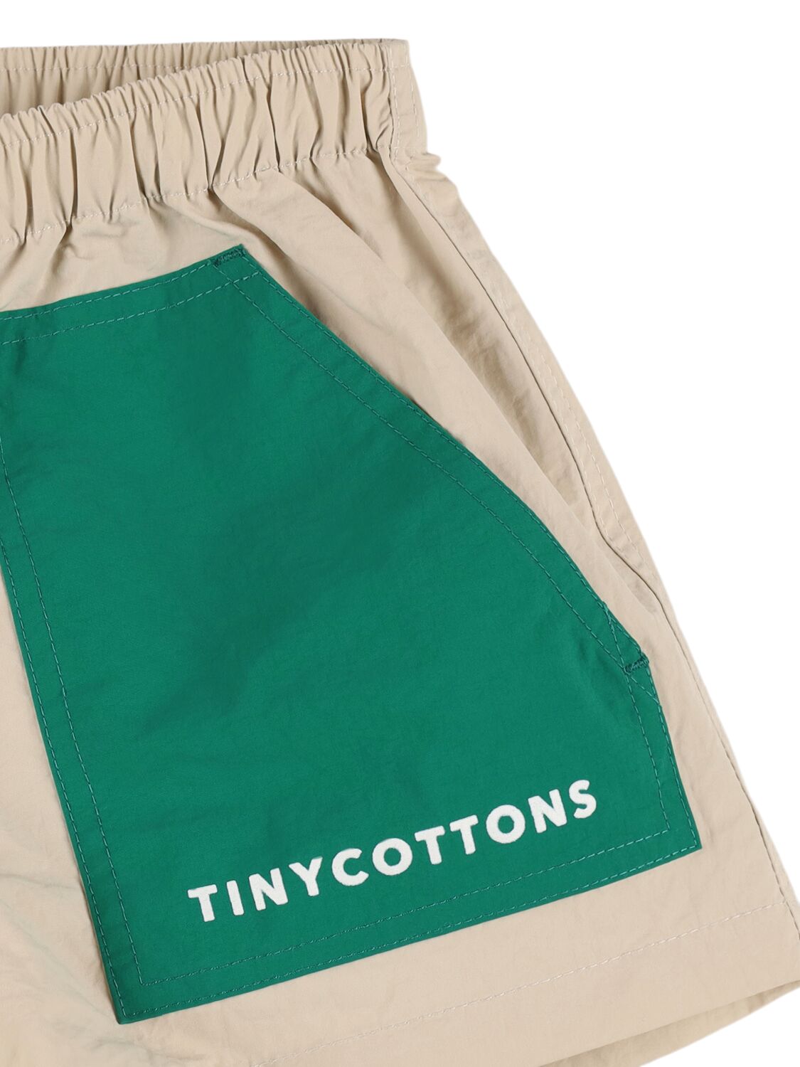 Tiny Cottons Tech Gabardine Shorts In 米黄色/绿色