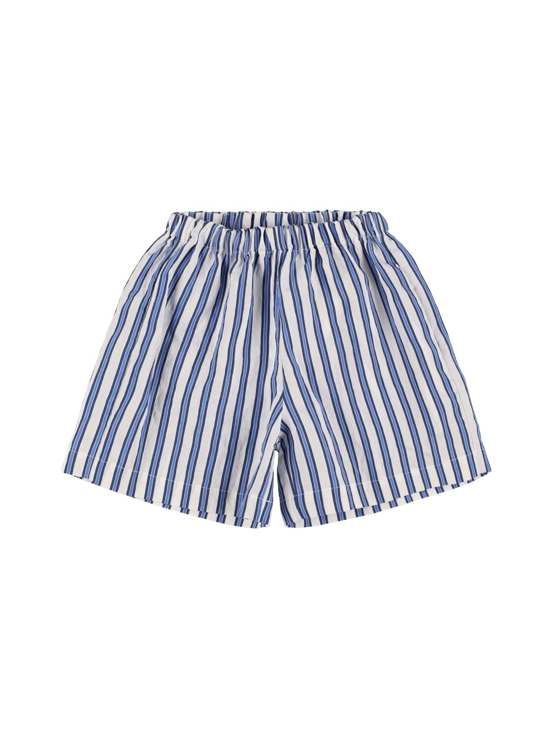 Tangerine Stripe Print Modal Blend Shorts In 白色/蓝色