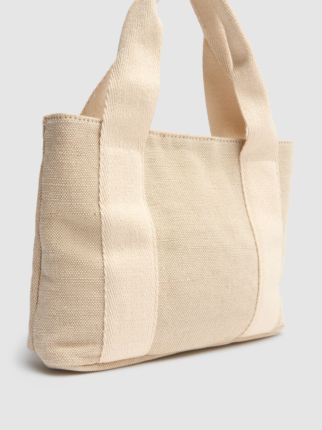 Chloé Jute Blend Shoulder Bag W/logo In Beige