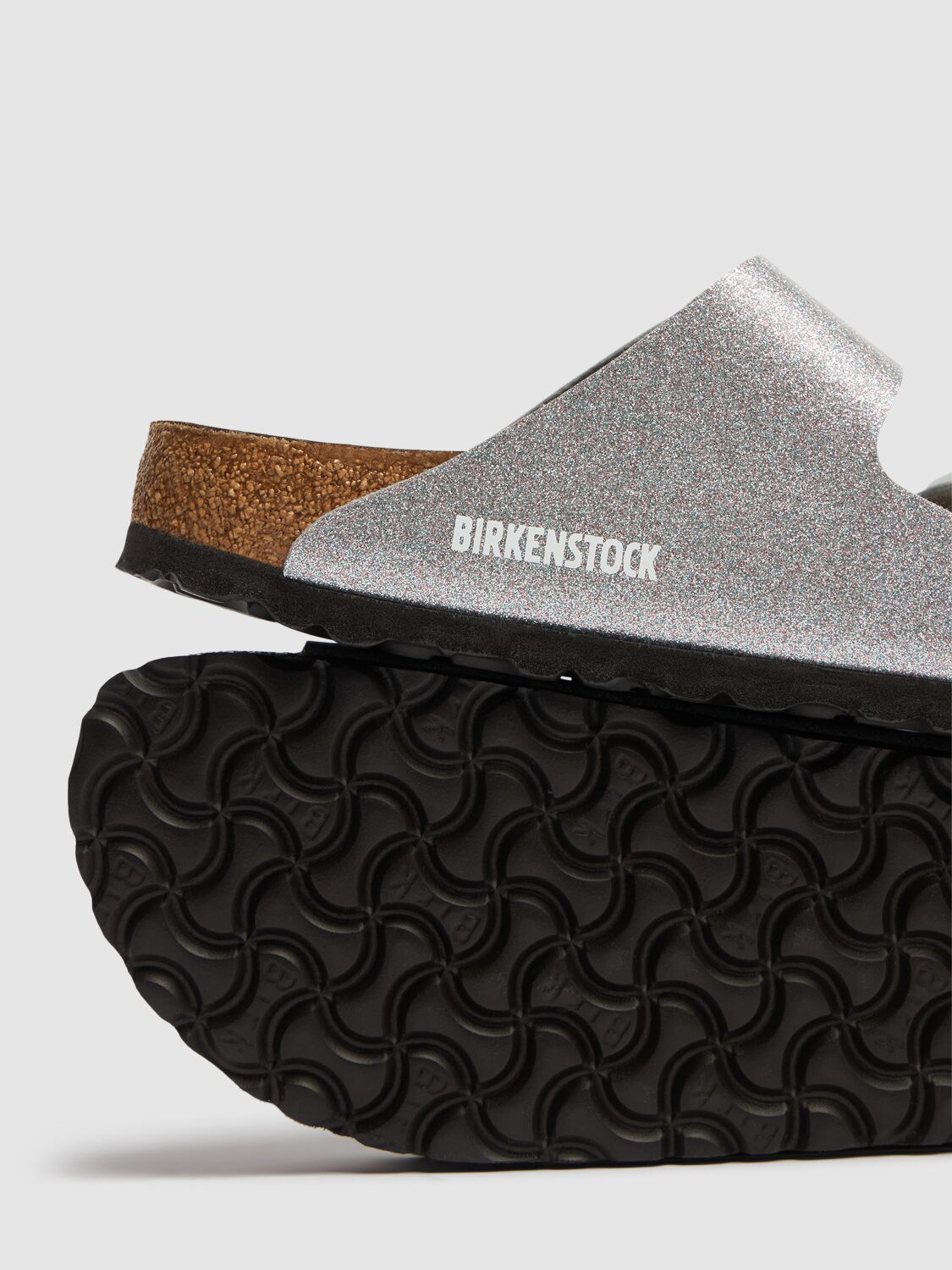 Birkenstock Womens Silver Arizona Two-strap Metallic Faux-leather Sandals In Silver