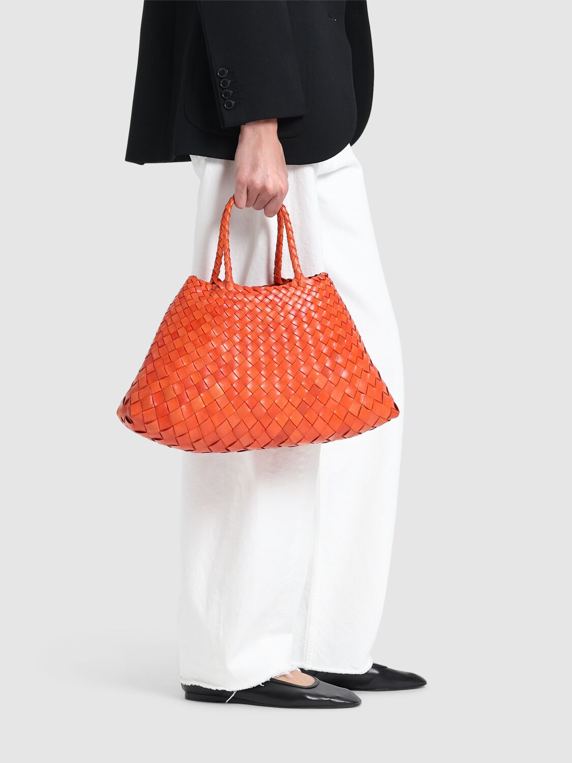 Dragon Diffusion Small Santa Croce Leather Shoulder Bag In Orange