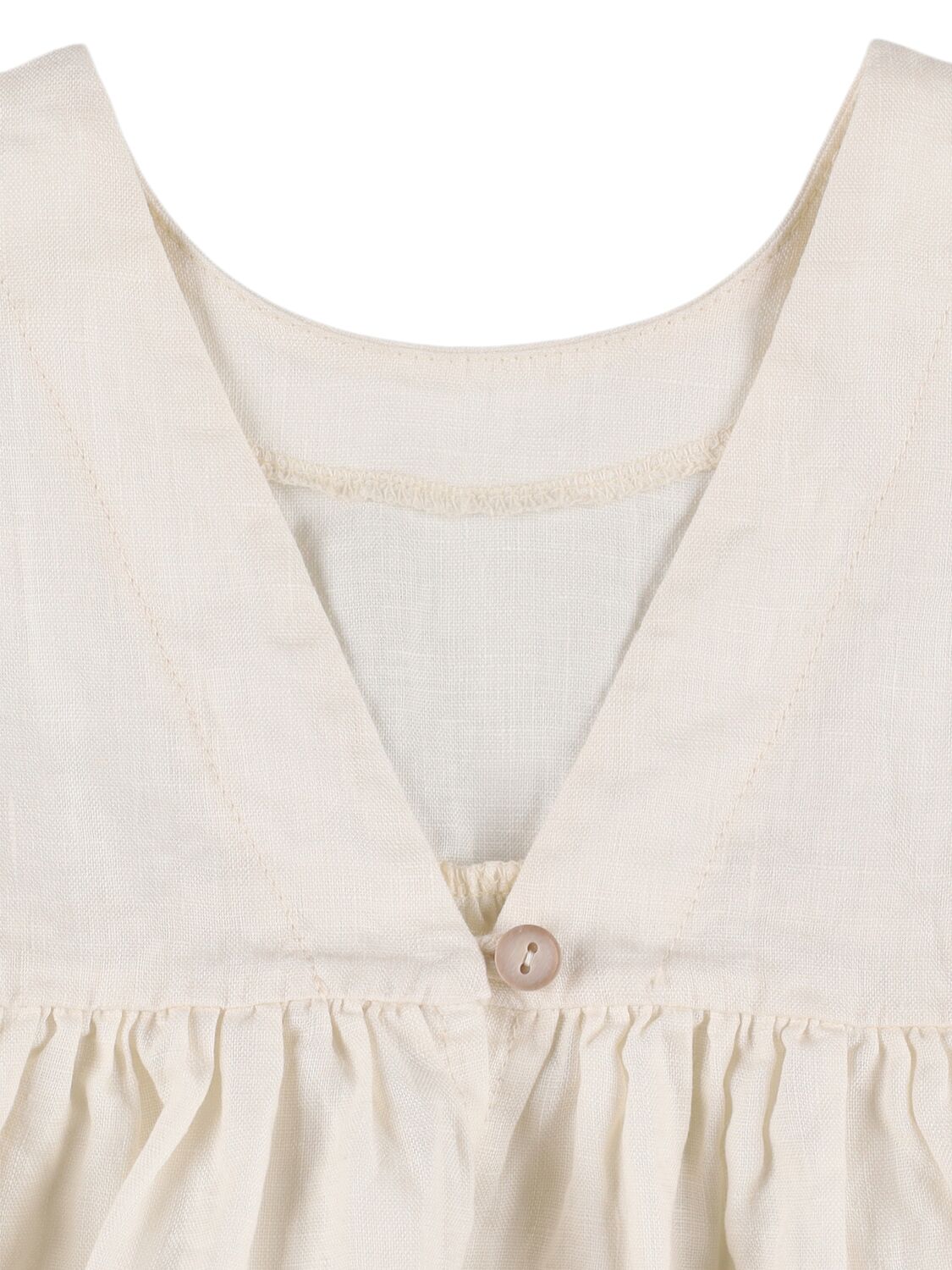 1+ In The Family Check Print Linen Dress In Off-white