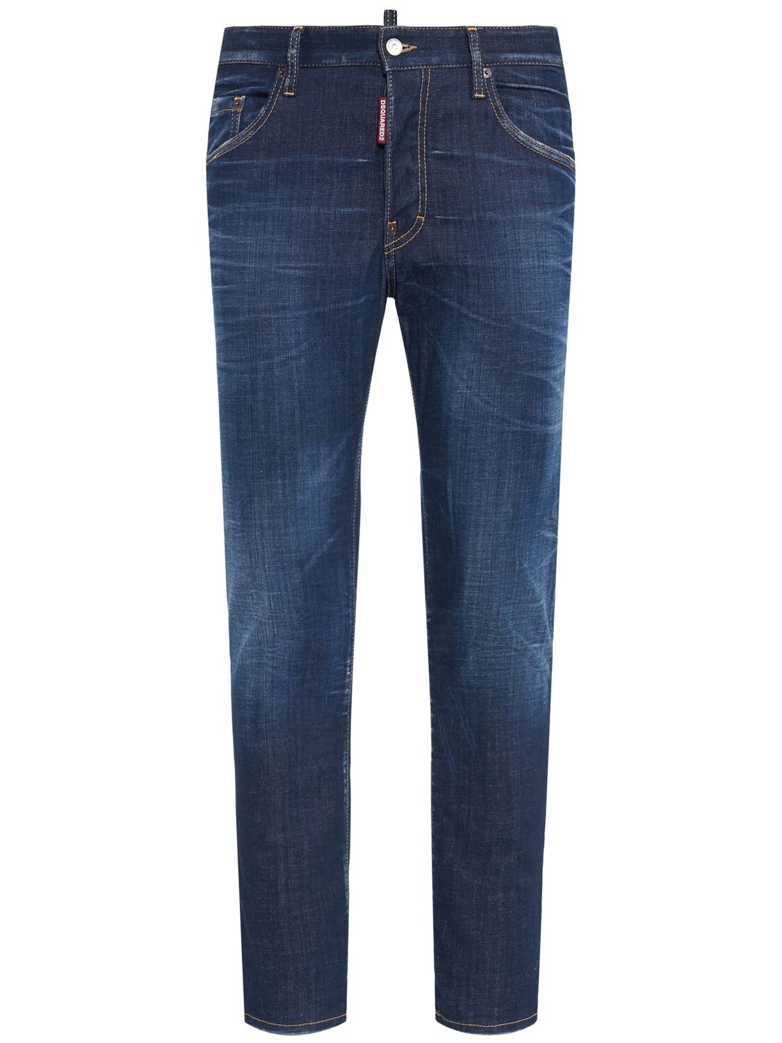 Dsquared2 Blue Jeans With Belt Loops And Logo Patch On The Rear In Denim Stretch Man