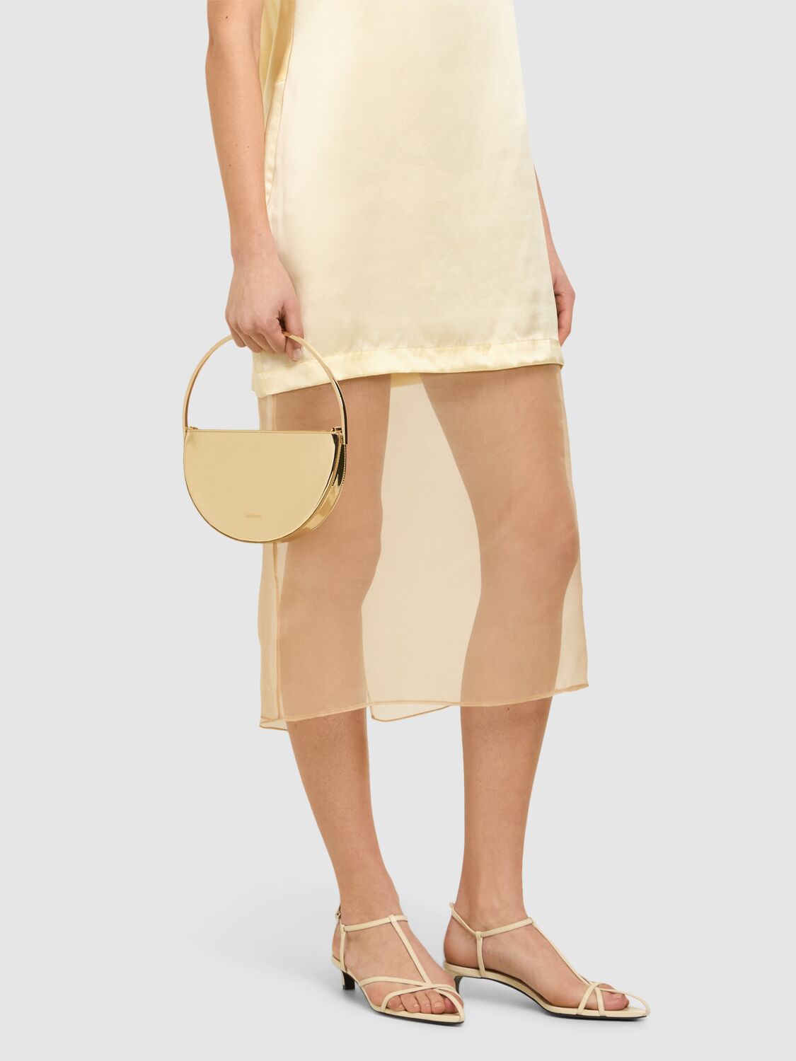 AQUAZZURA MINI PURIST MIRRORED LEATHER POUCH 