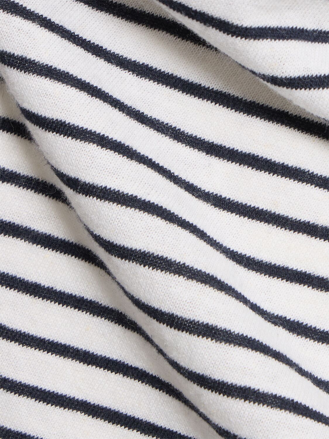 Shop Hugo Boss Taut Striped Cotton & Linen T-shirt In Dark Blue