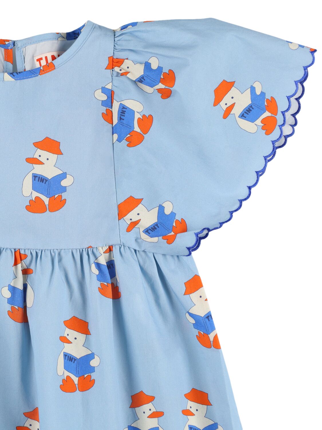 Tiny Cottons Printed Cotton Dress In Light Blue