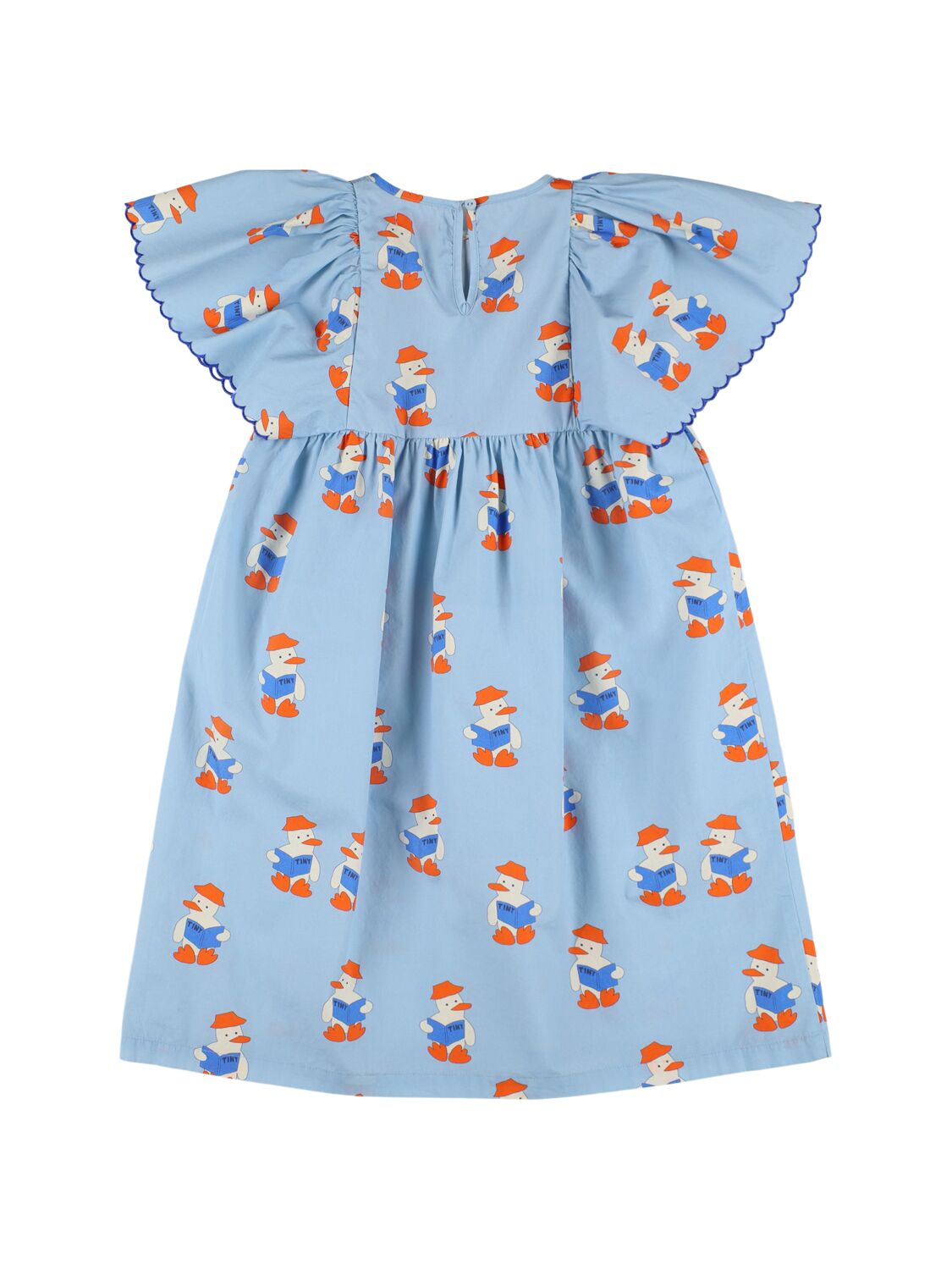 Tiny Cottons Printed Cotton Dress In Light Blue